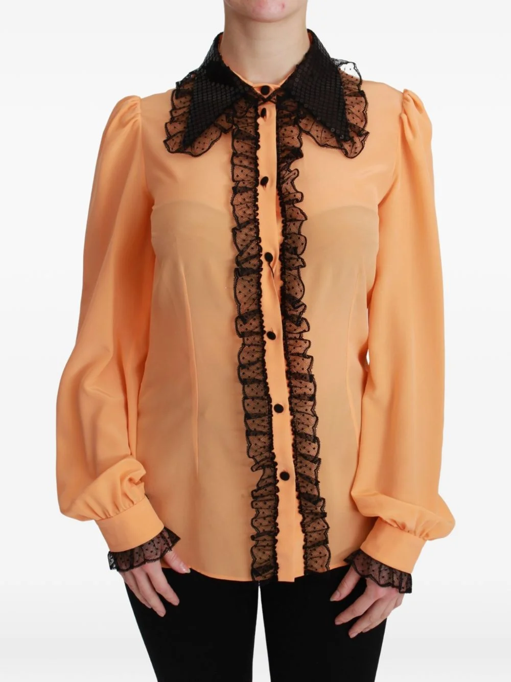 ruffled sequin-embellished blouse - 1