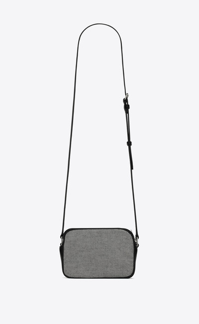 SAINT LAURENT camp small camera bag in canvas and lambskin outlook