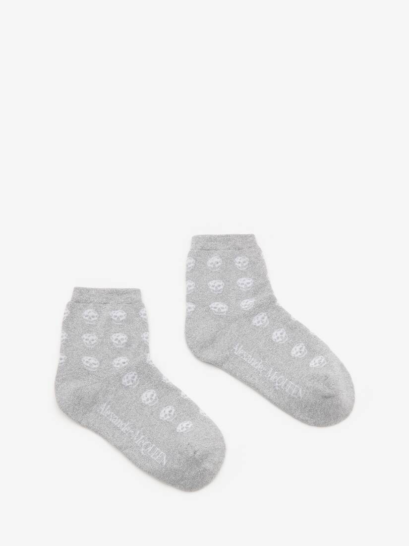 Short Skull Socks in Silver - 1