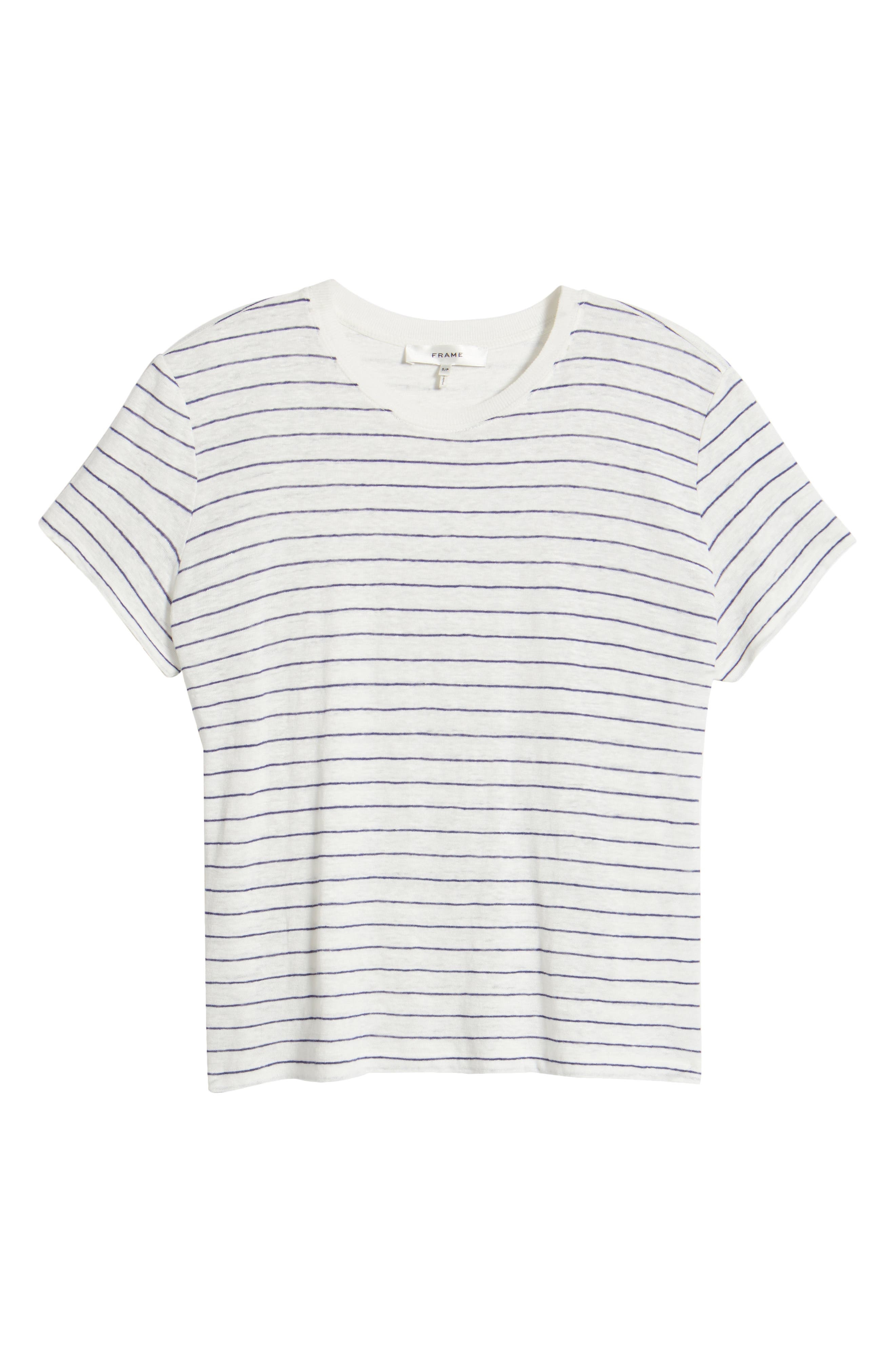 FRAME The Stripe Linen Baby T-Shirt in Navy Multi at Nordstrom - 5