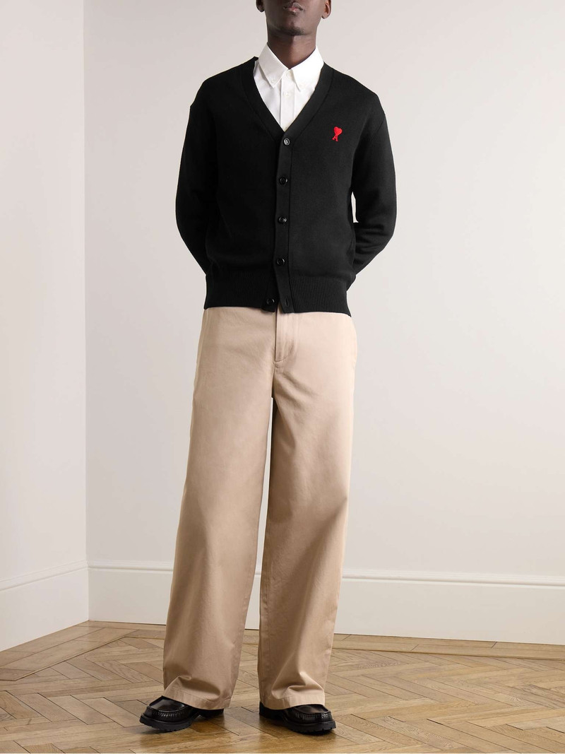 AMI Paris Logo-Embroidered Virgin Wool Cardigan outlook