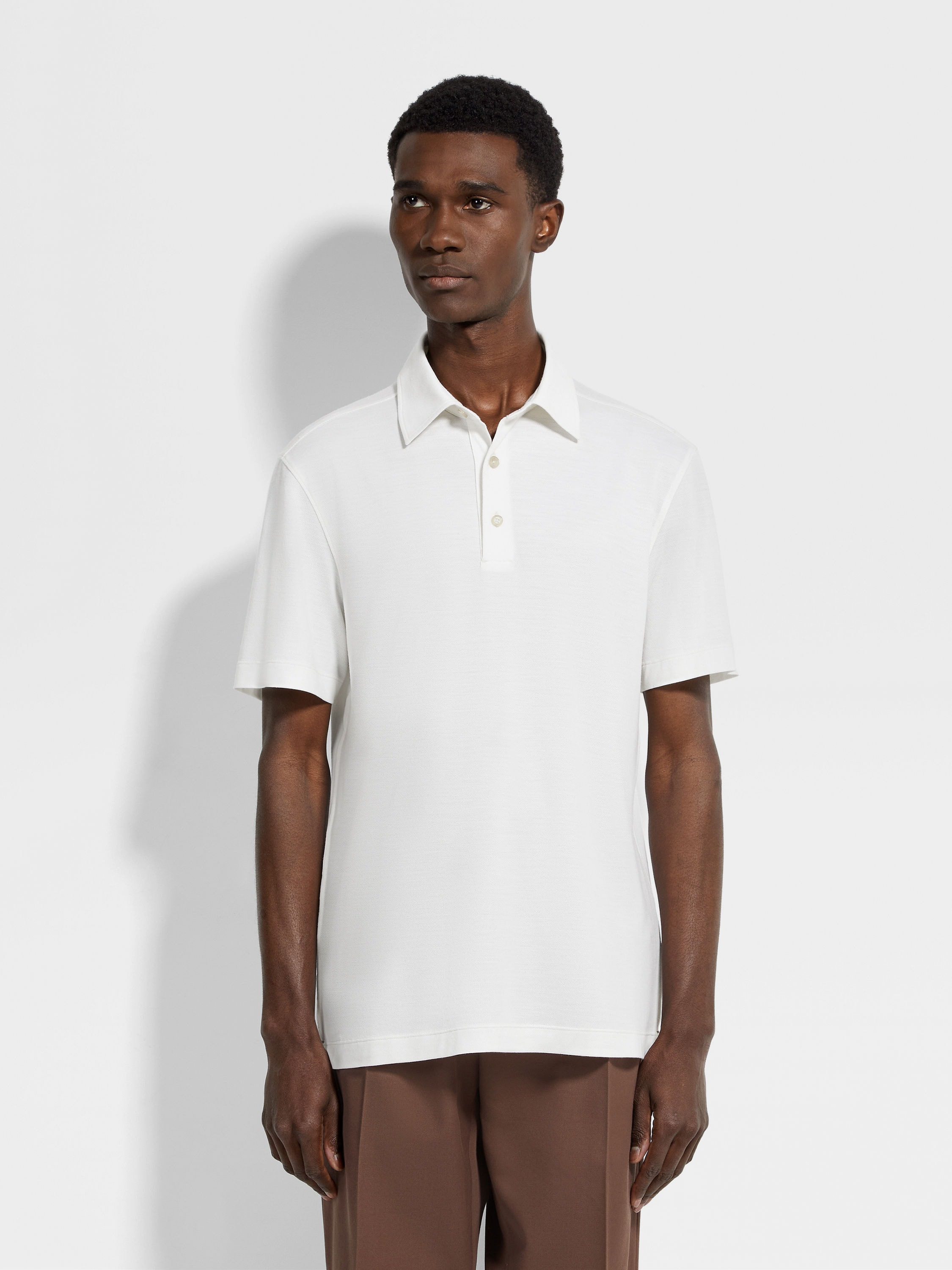 WHITE VELLUS AUREUM POLO SHIRT - 4