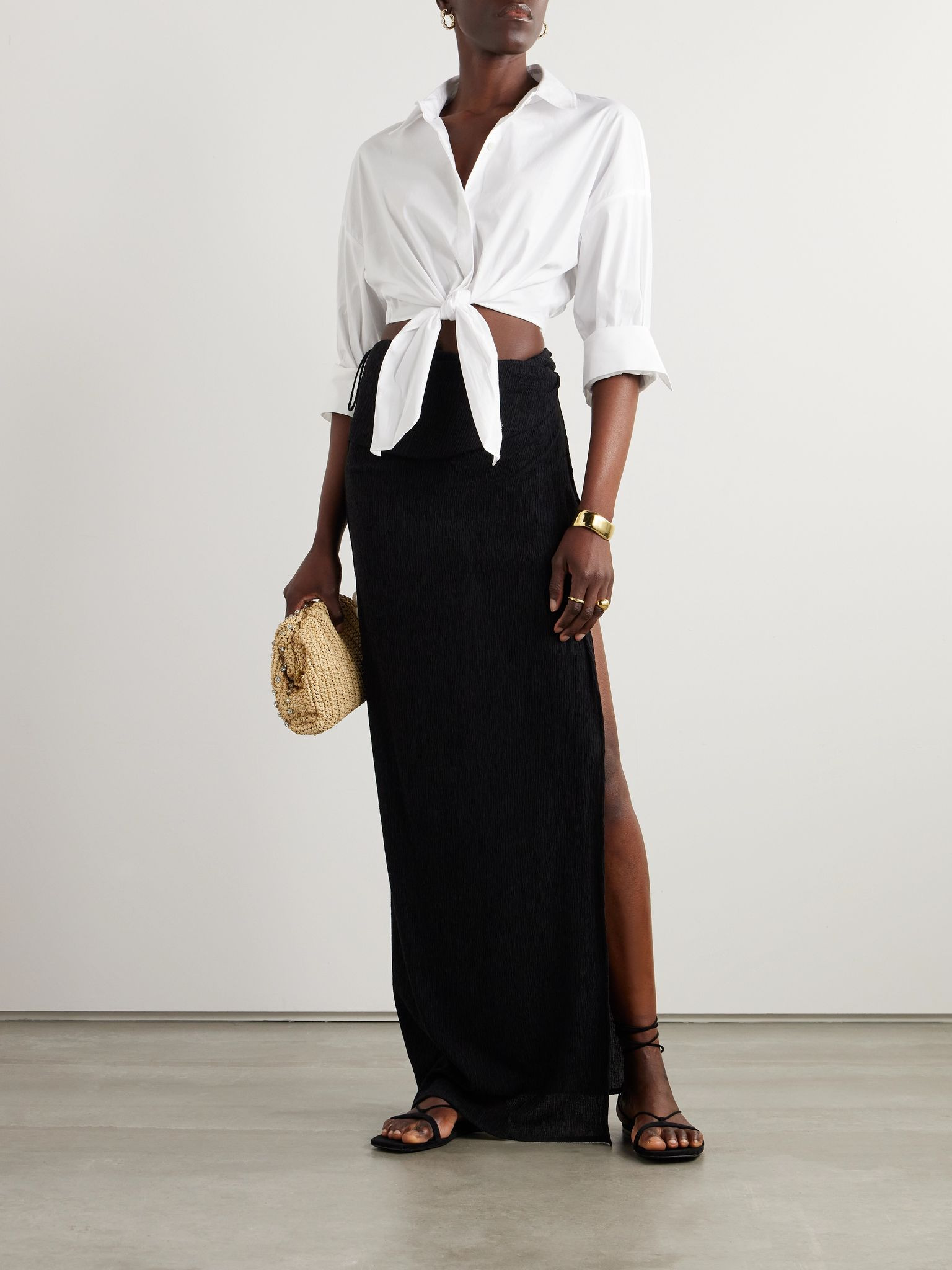 Lisa knotted cotton poplin shirt White - 2