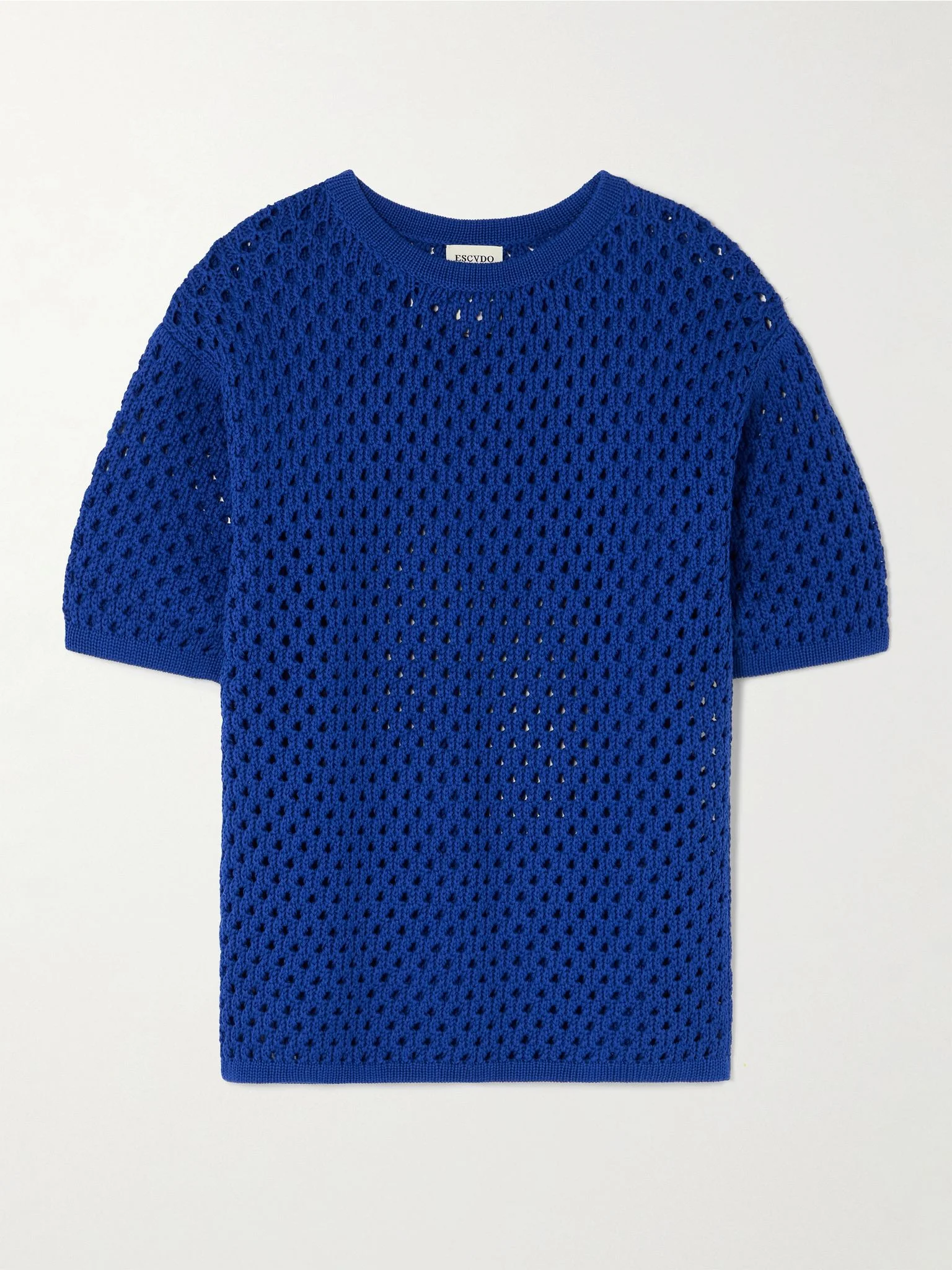 Espina crocheted cotton T-shirt Blue - 1