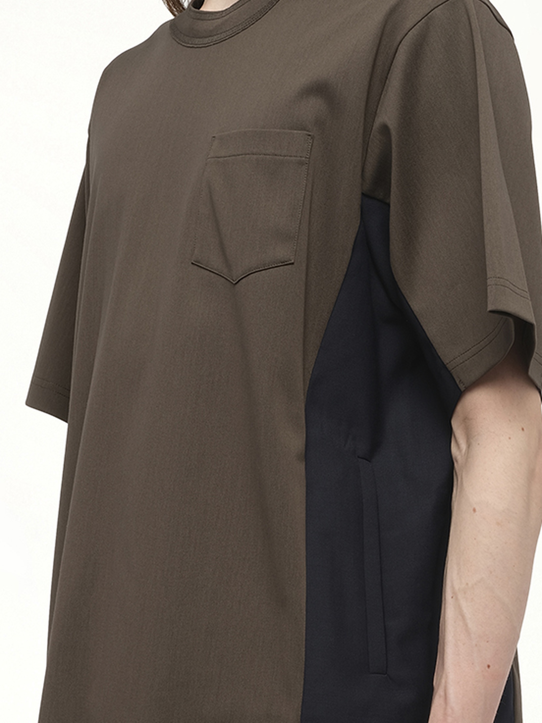 Suiting x Cotton Jersey T-Shirt in Khaki/Navy - 3