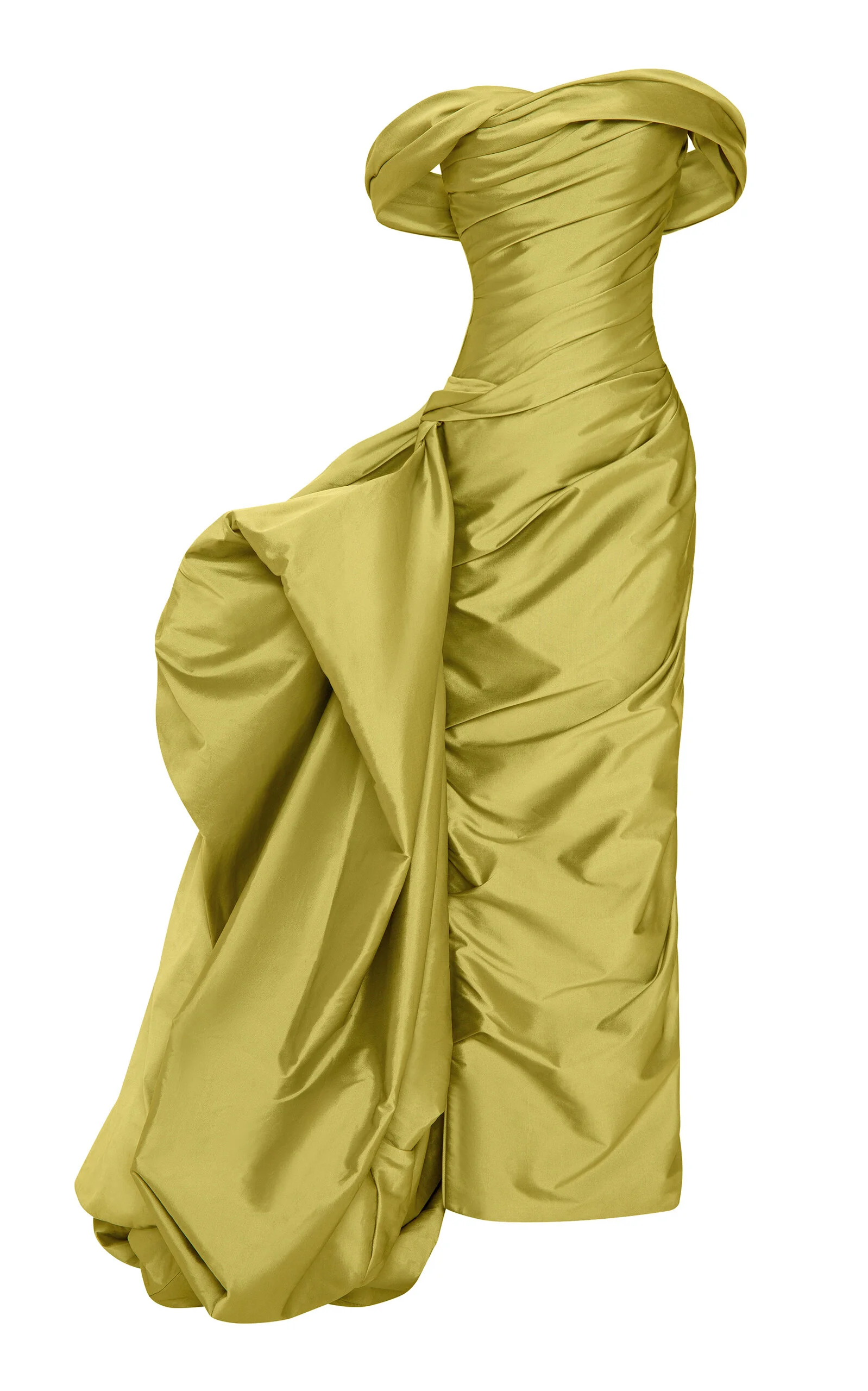 Off-The-Shoulder Draped Taffeta Gown yellow - 1
