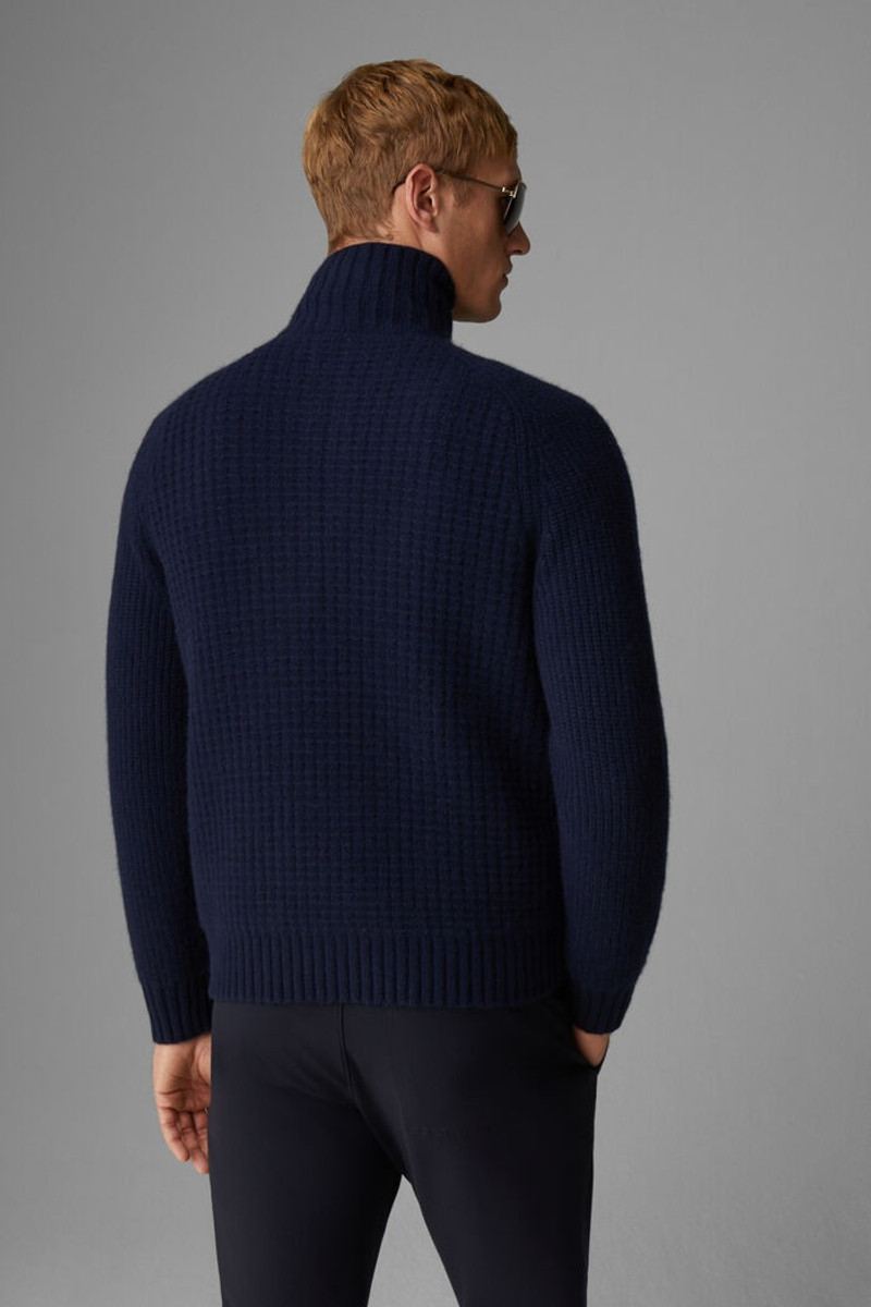 Rey Cashmere half-zipper pullover in Navy blue 3