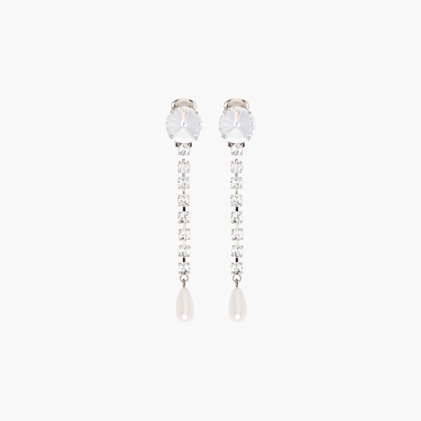 Crystal and pearl pendant earrings - 3