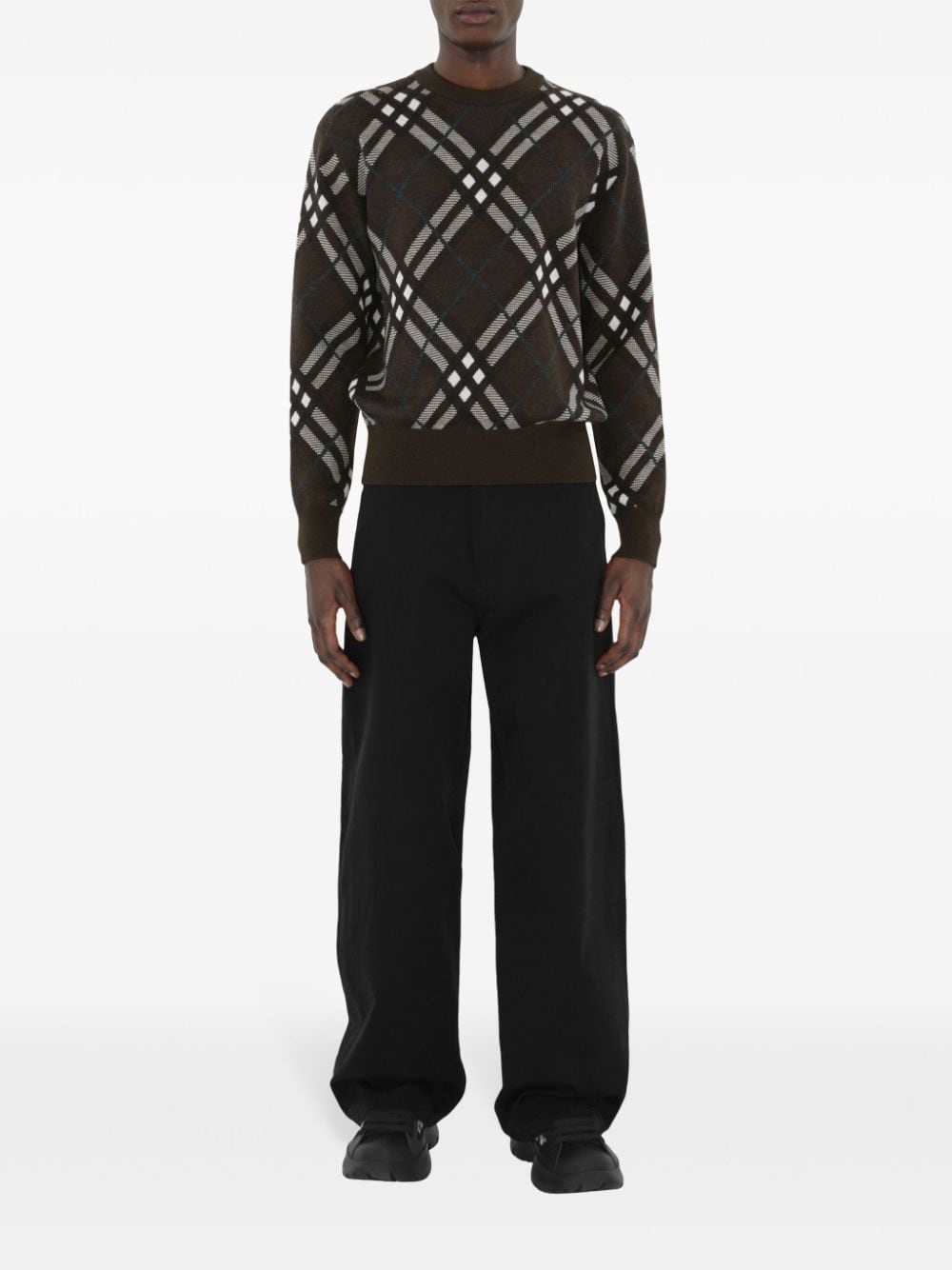 plaid-check wool-blend sweatshirt - 2