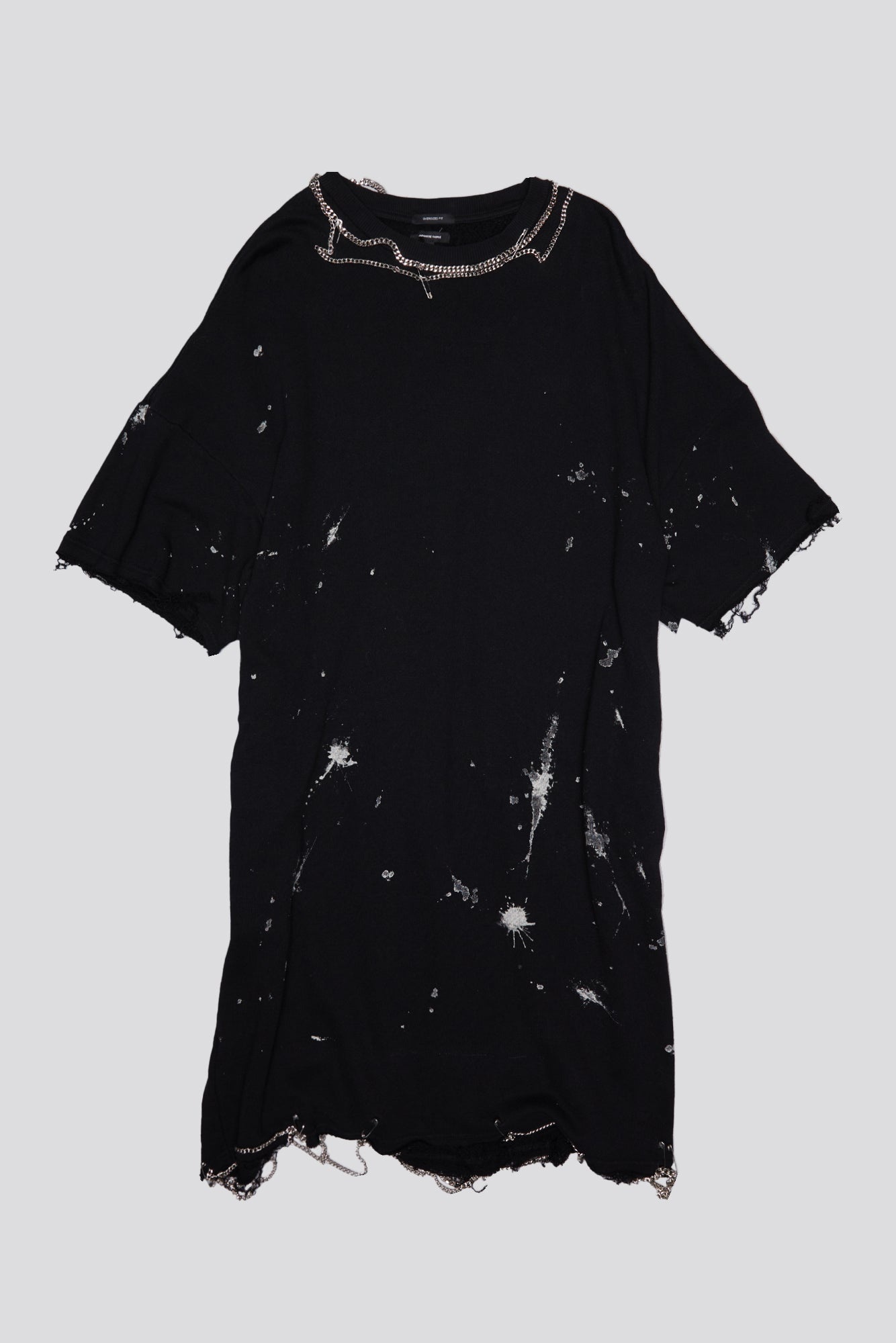 CHAIN EMBELLISHED SHIRTDRESS - SPLATTERED BLACK - 1