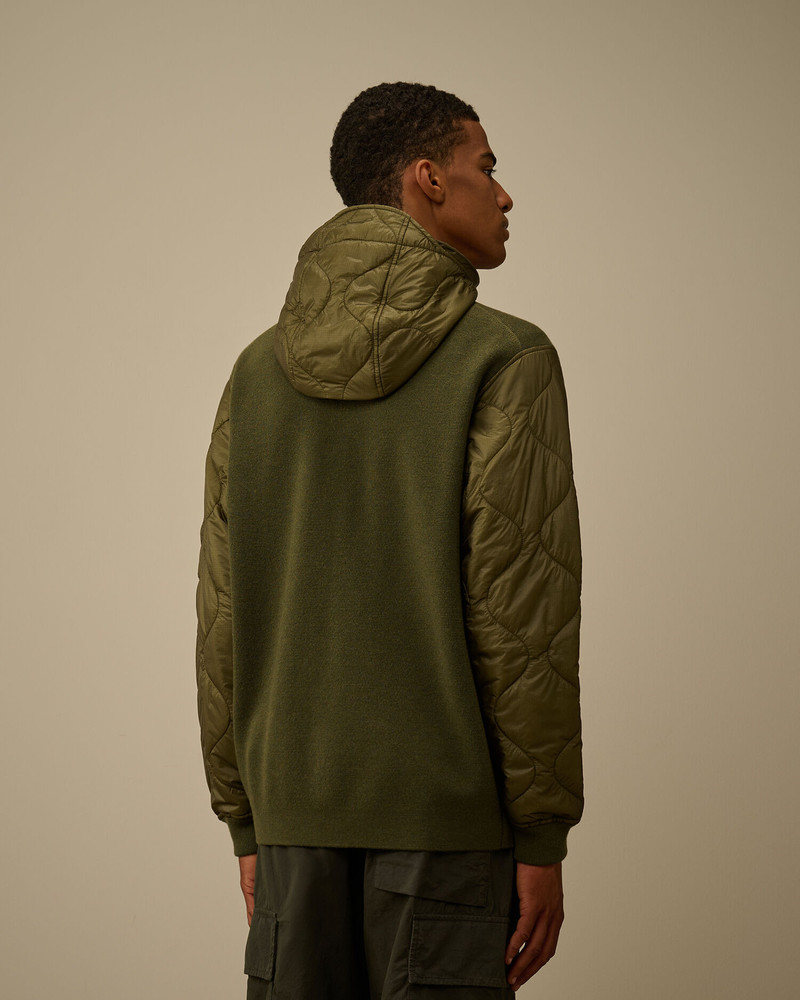 Extrafine Merino Wool Mixed Hooded Zip Sweater 4