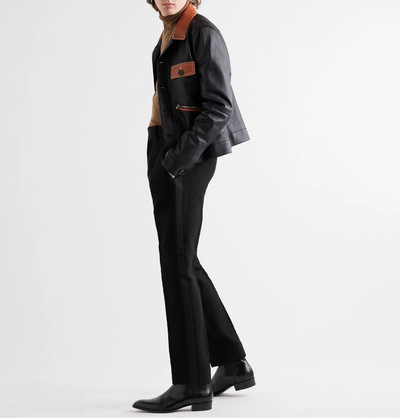 AMIRI Slim-Fit Silk Twill-Trimmed Metallic Wool-Blend Bouclé Trousers outlook