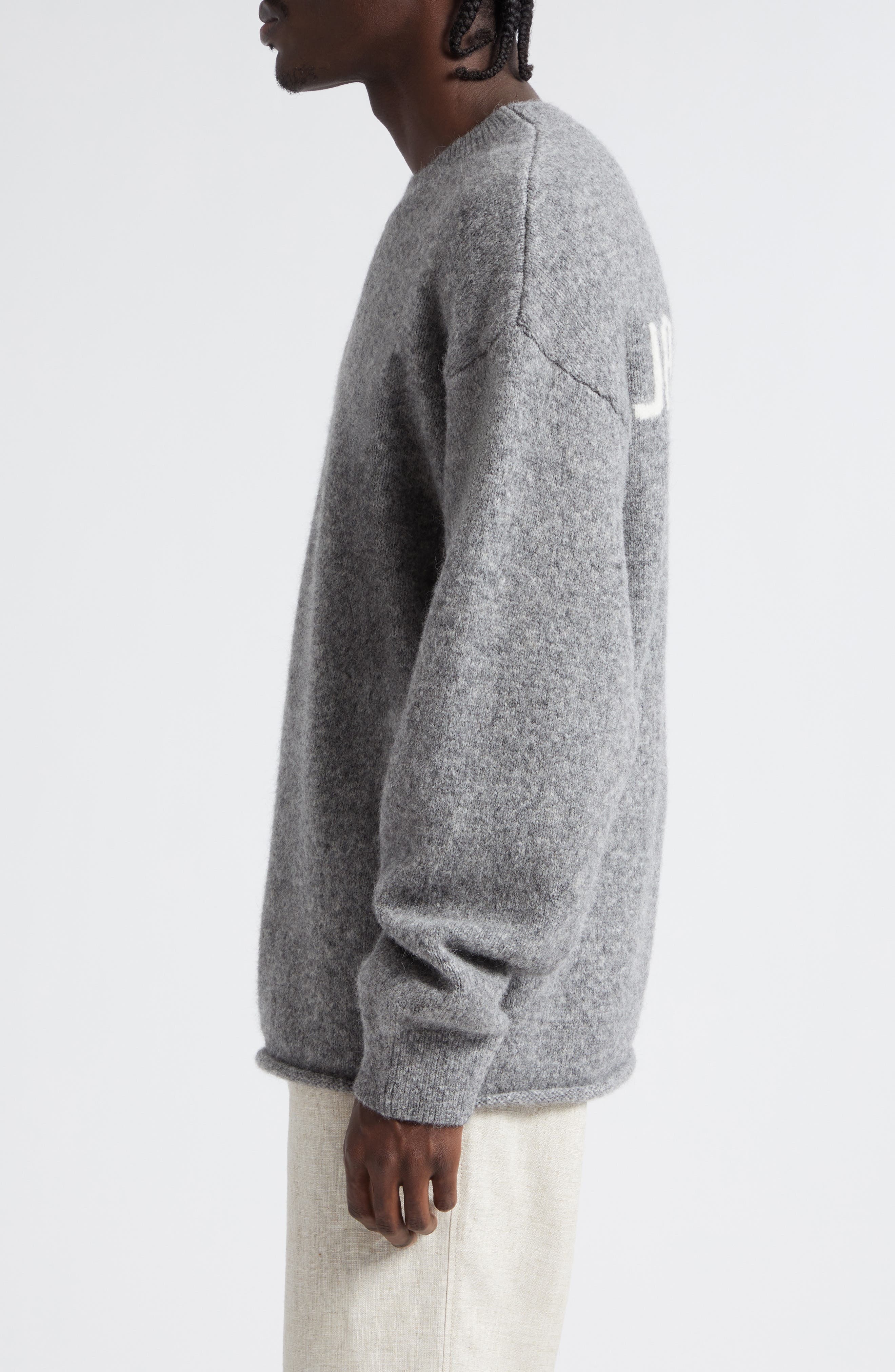 Le Pull Jacquard Logo Brushed Alpaca & Merino Wool Blend Sweater - 3