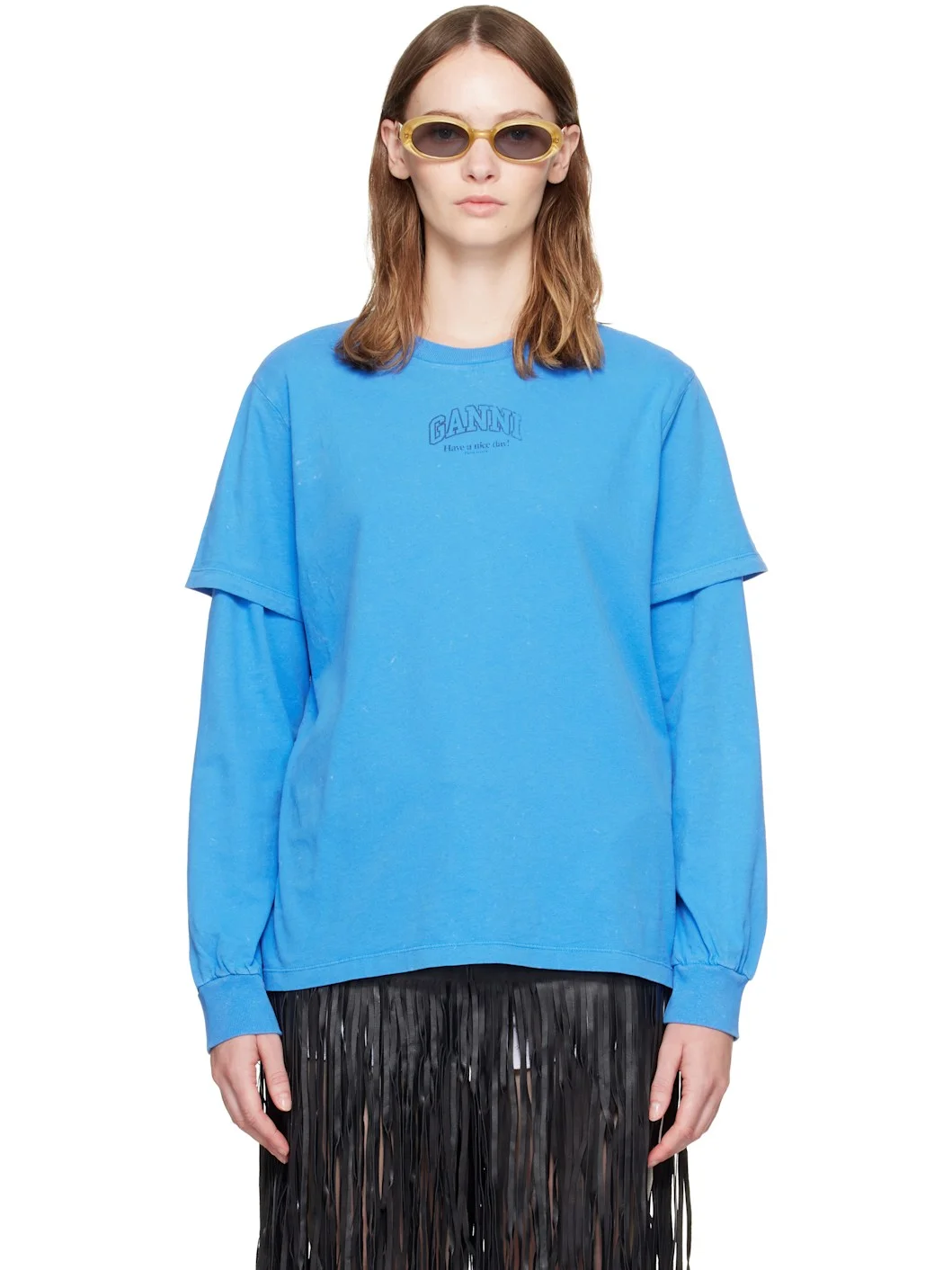 Blue Future Heavy Jersey Double Sleeve T-shirt - 1