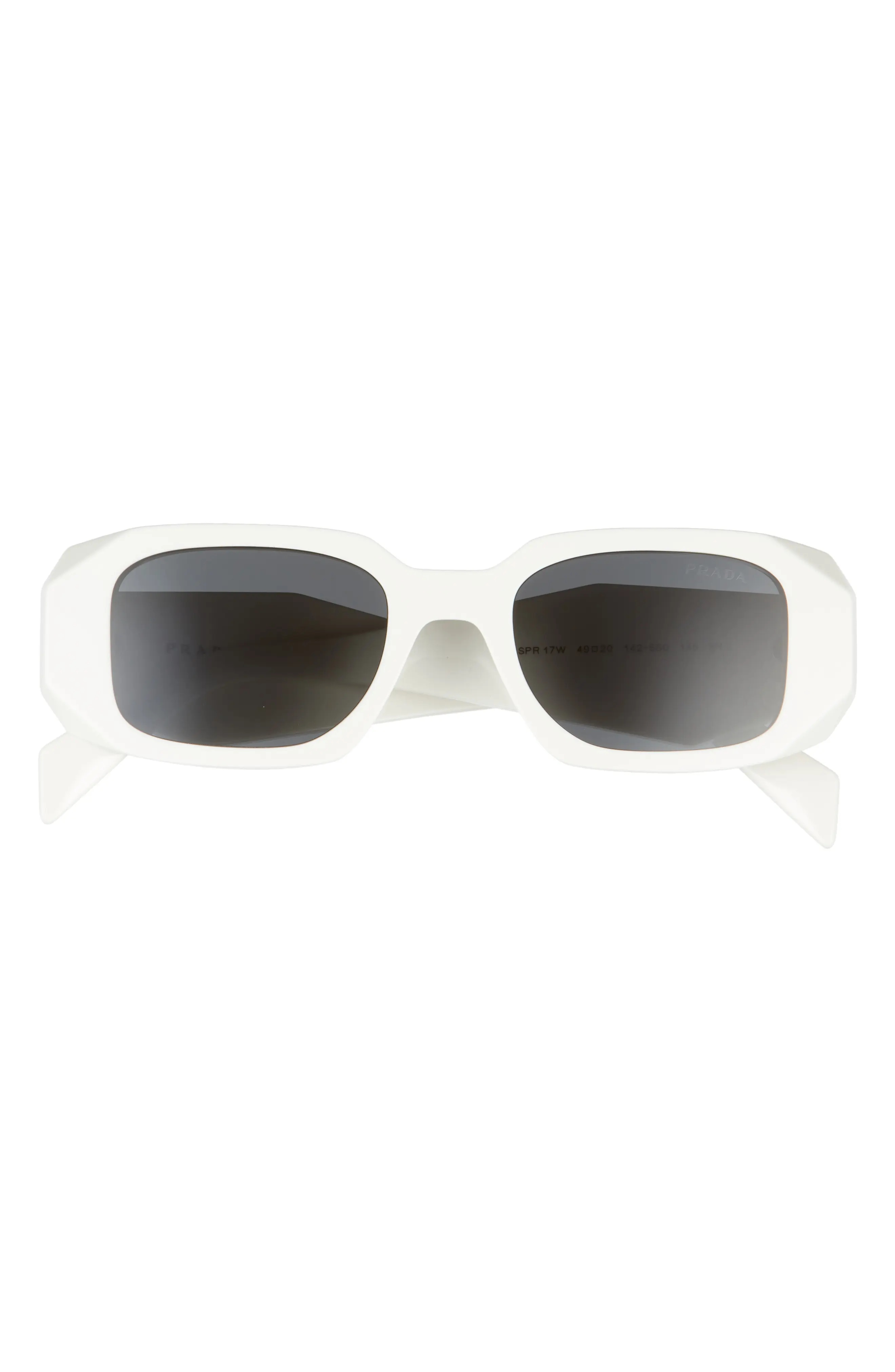 Runway 49mm Rectangular Sunglasses in Talc/Dark Grey - 1