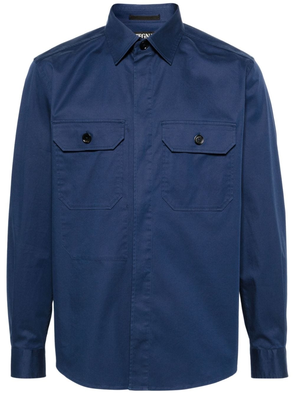 patch-pocket twill shirt - 1