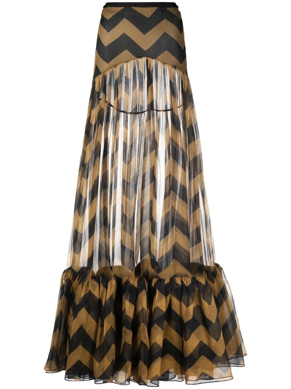 chevron-print semi-sheer skirt - 2