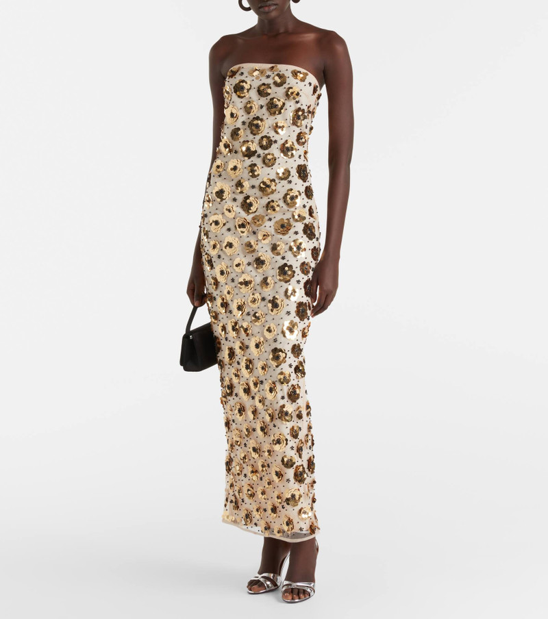 ROTATE Sequined straplesss midi dress outlook