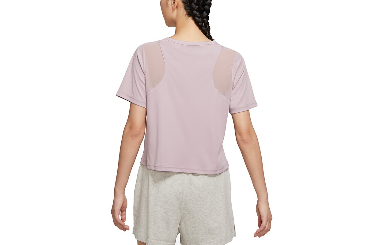 (WMNS) Nike Yoga Dri-FIT Mesh Quick Dry Round-neck Pink DJ6572-501 - 2