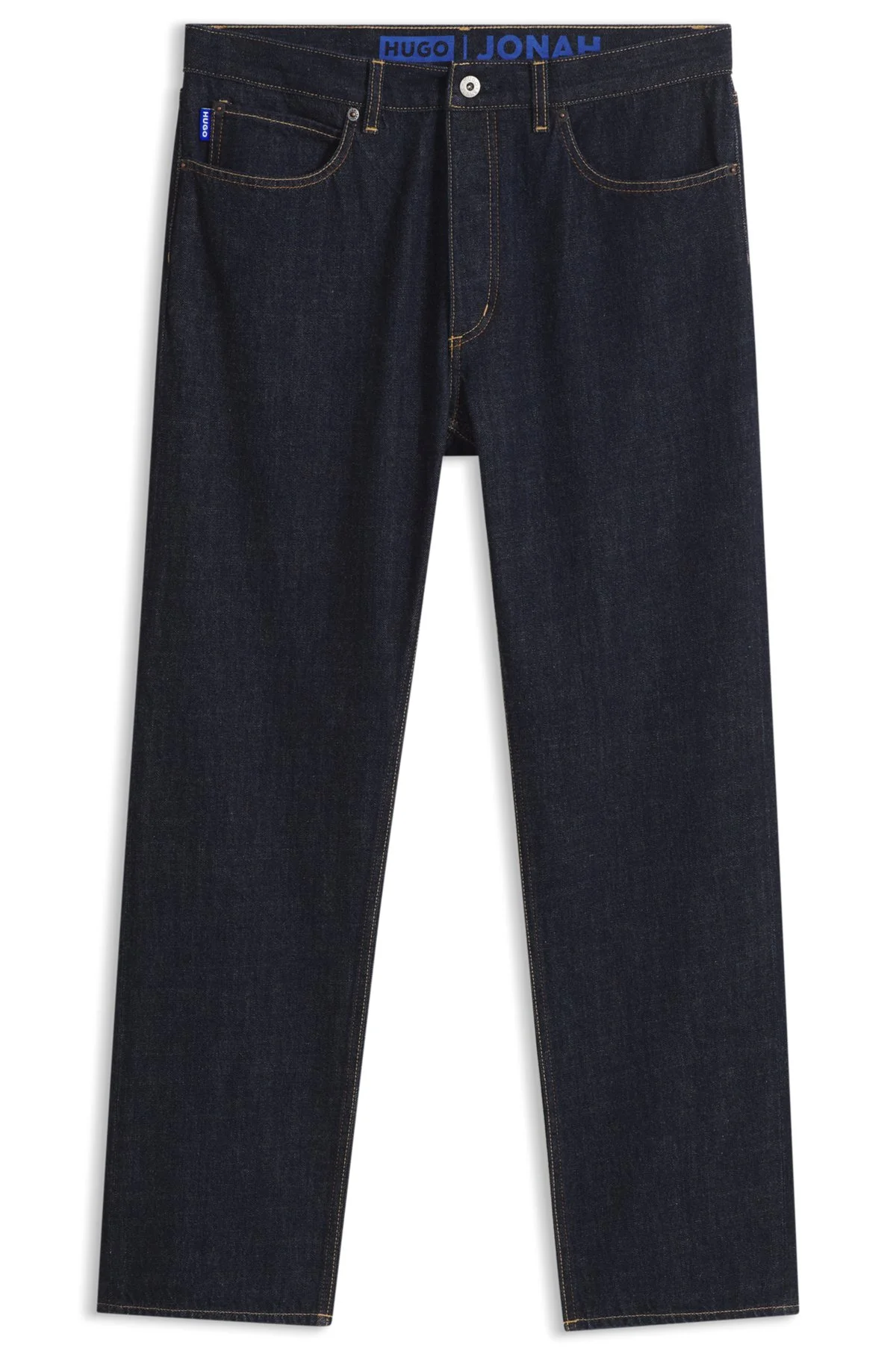 REGULAR-FIT JEANS IN RINSE-WASHED DARK-BLUE DENIM - 1