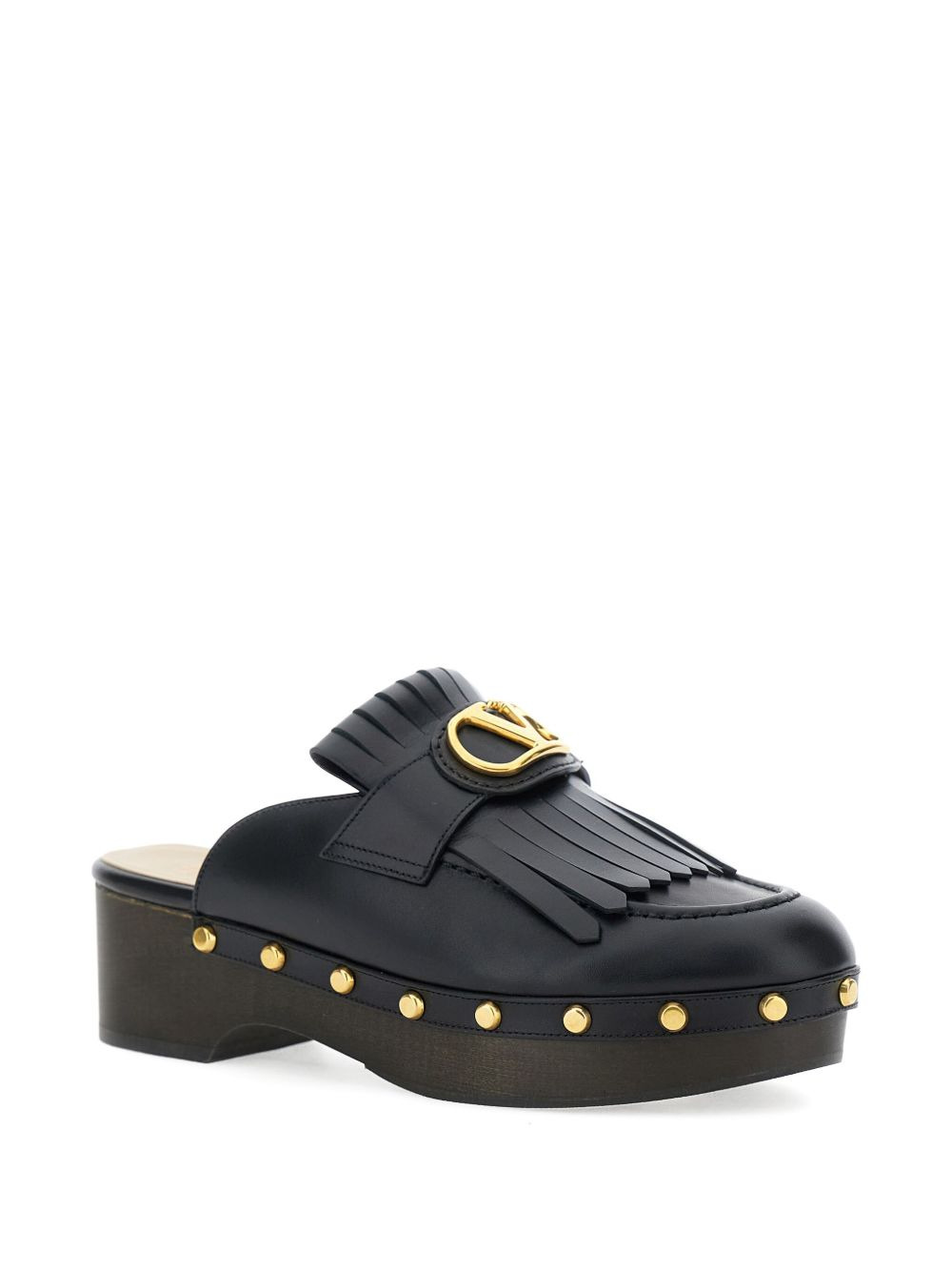 V-logo Signature fringed mules - 2
