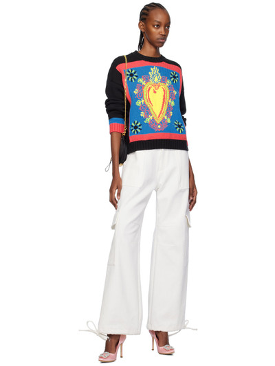Moschino White Embroidered Jeans outlook