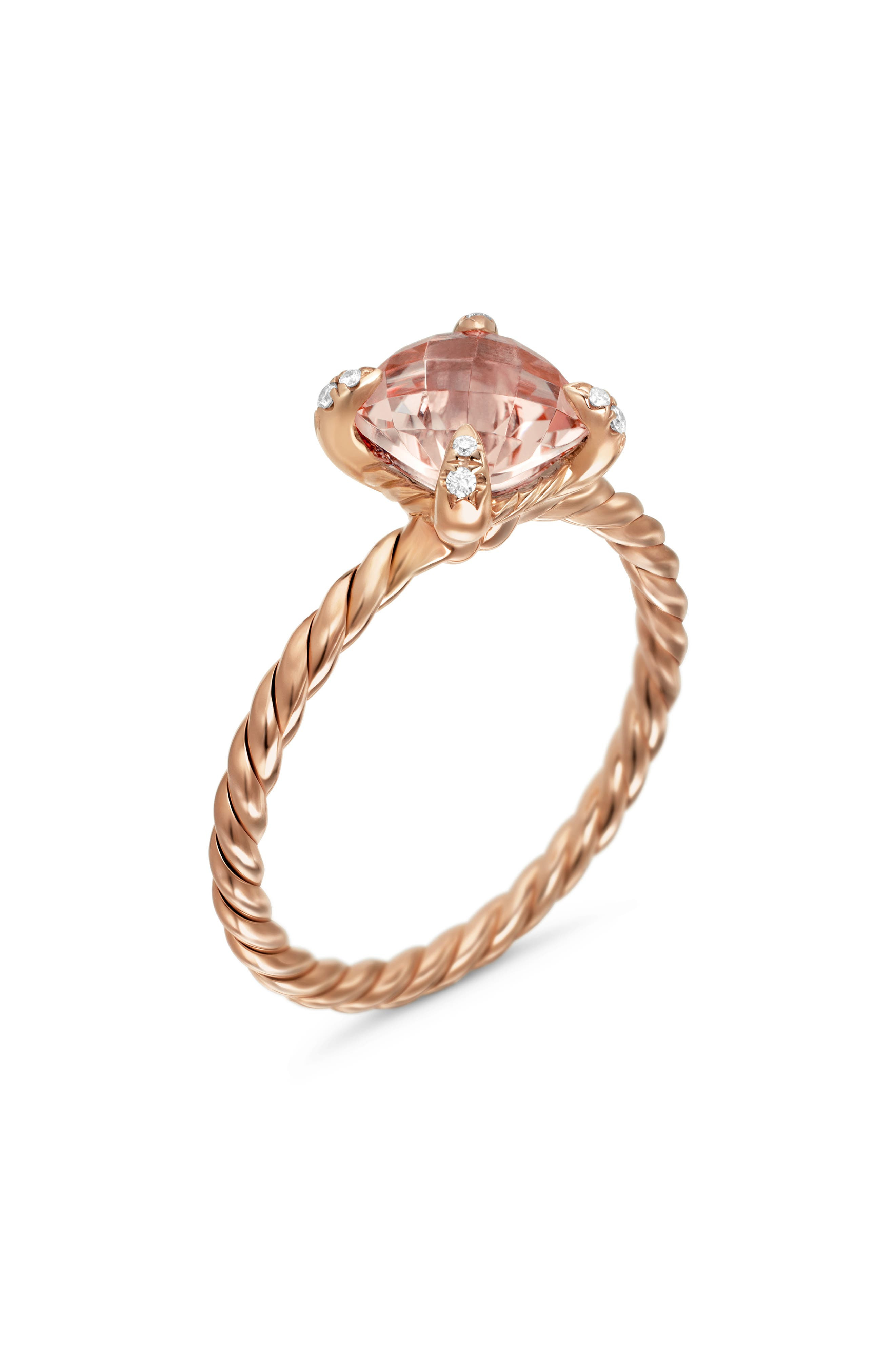 David Yurman Chatelaine Ring with Morganite and Diamonds in 18K Rose Gold in Rose Gold/Diamond/Morga - 5