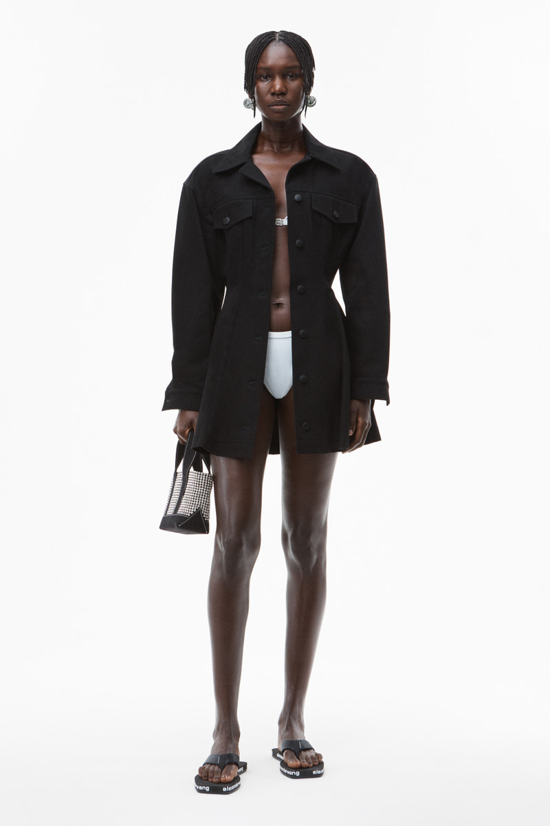 alexanderwang.t FIT AND FLARE JACKET DRESS IN DENIM outlook