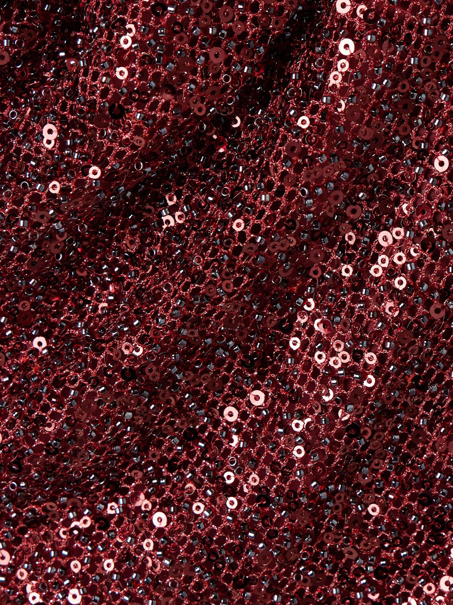 Zaria embellished draped mesh midi dress Burgundy - 4