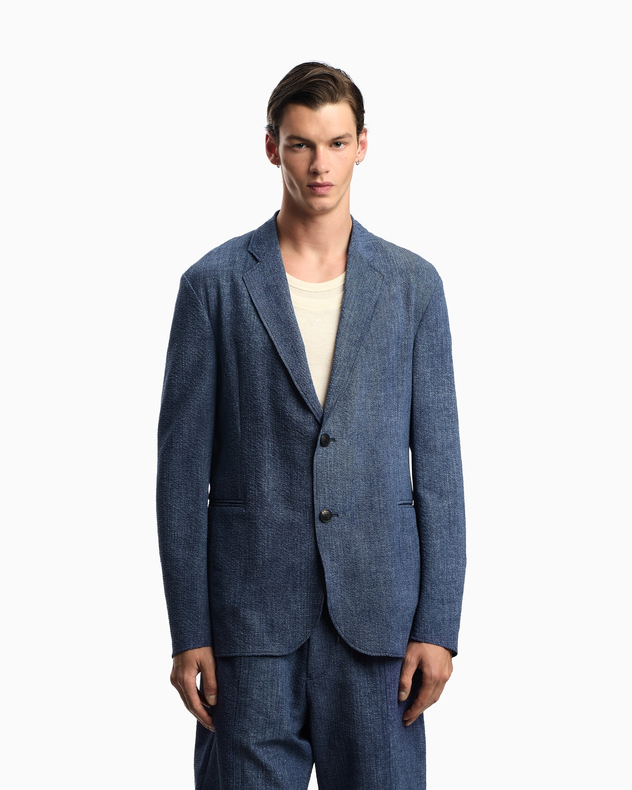 PRINTED SEERSUCKER SINGLE-BREASTED BLAZER - 4