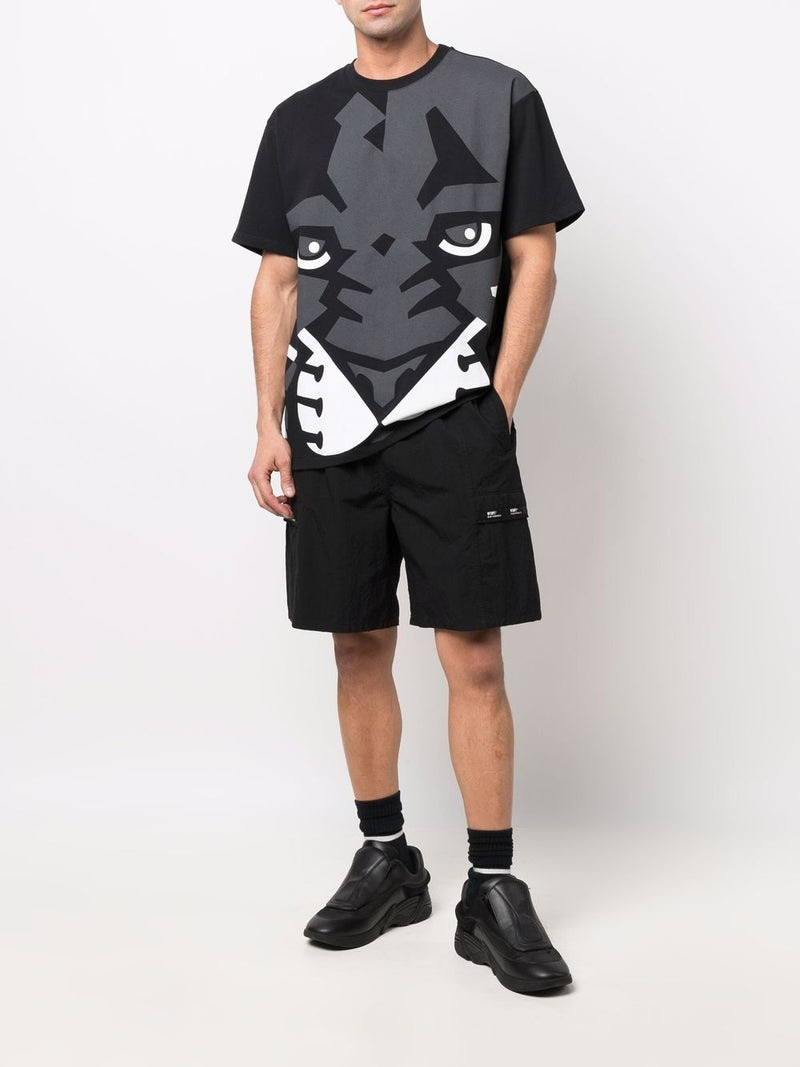Just Don JUST DON Tiger-print Cotton T-shirt Black/Grey/White outlook