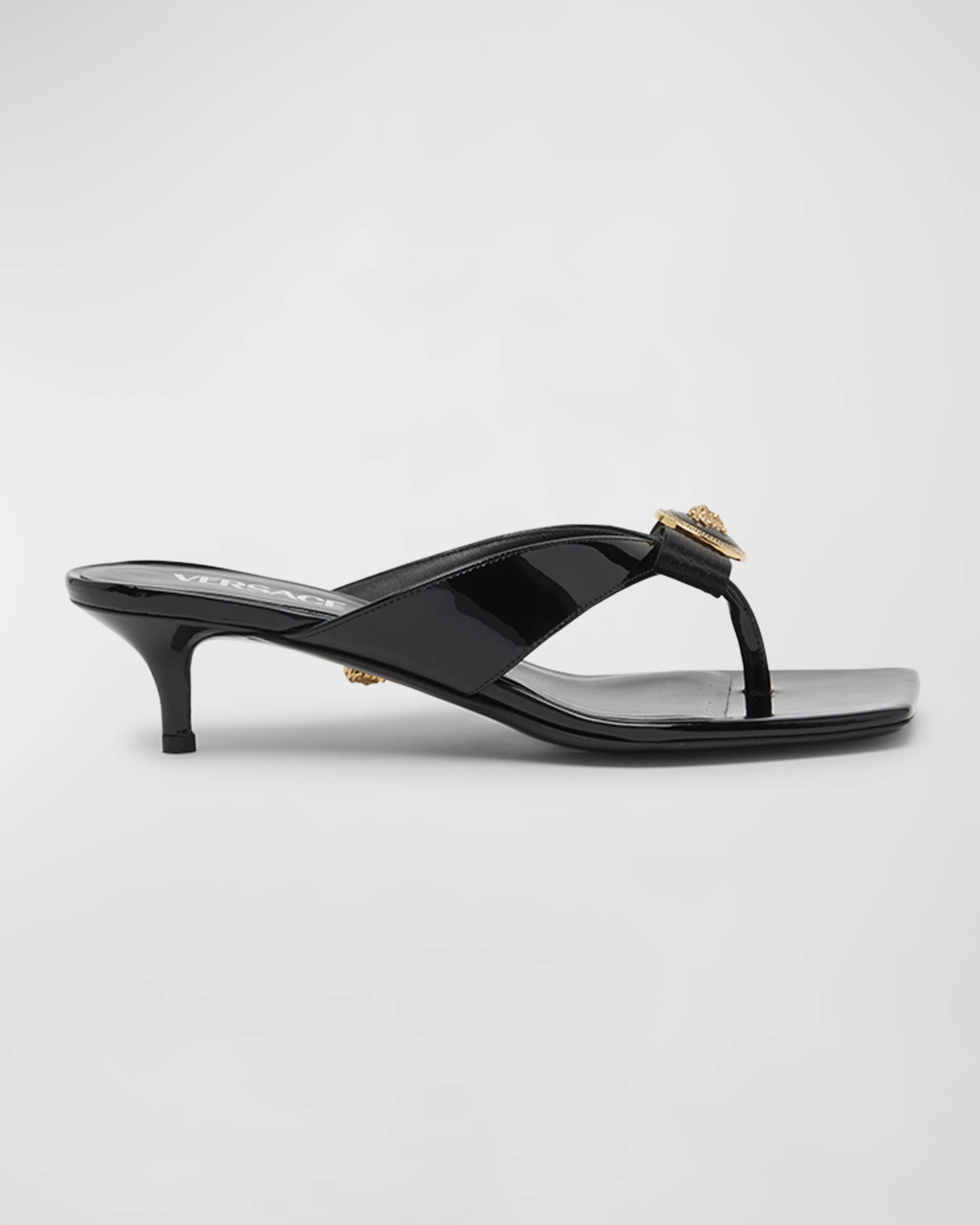 Gianni Patent Bow Thong Sandals - 1