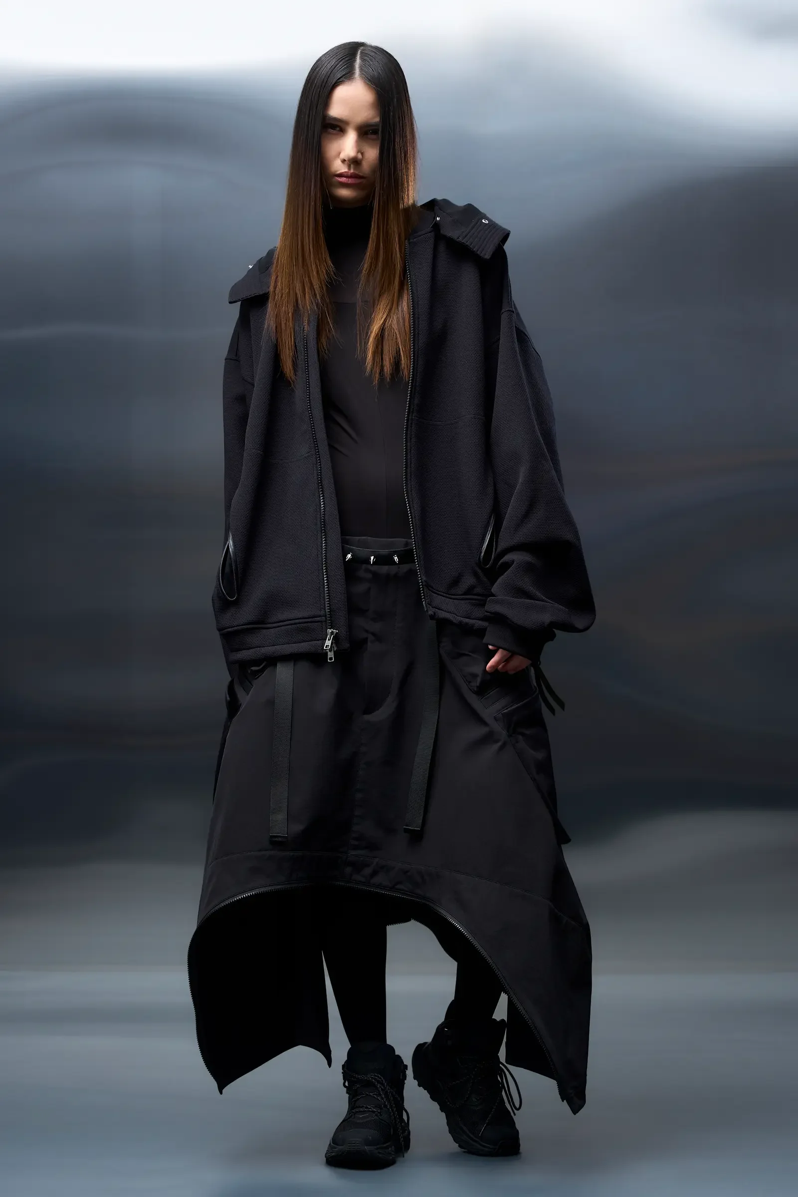 SK30-DS Schoeller Dryskin Convert Cargo Skirt Black - 1