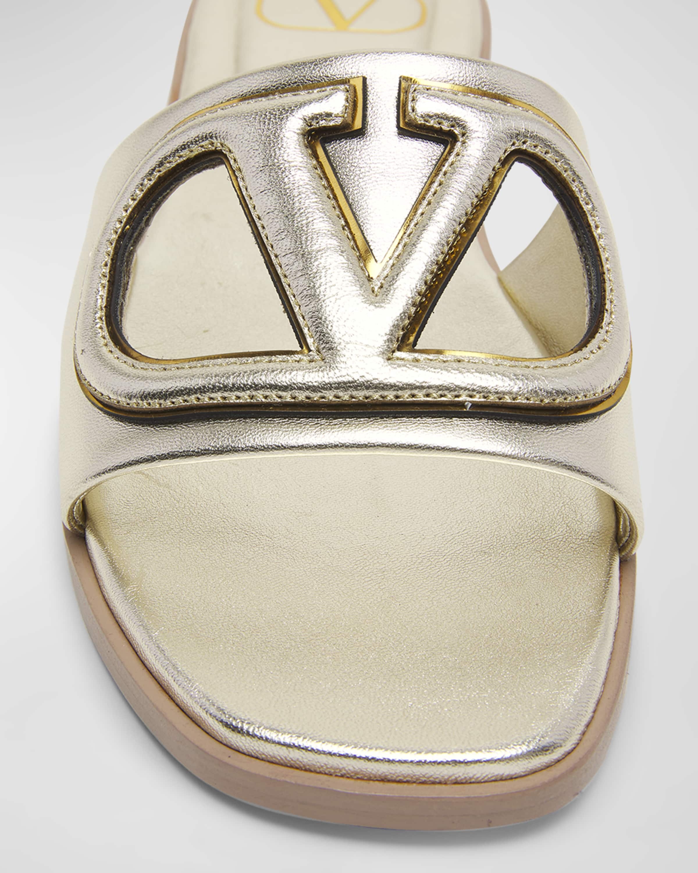 VLogo Metallic Flat Slide Sandals - 4