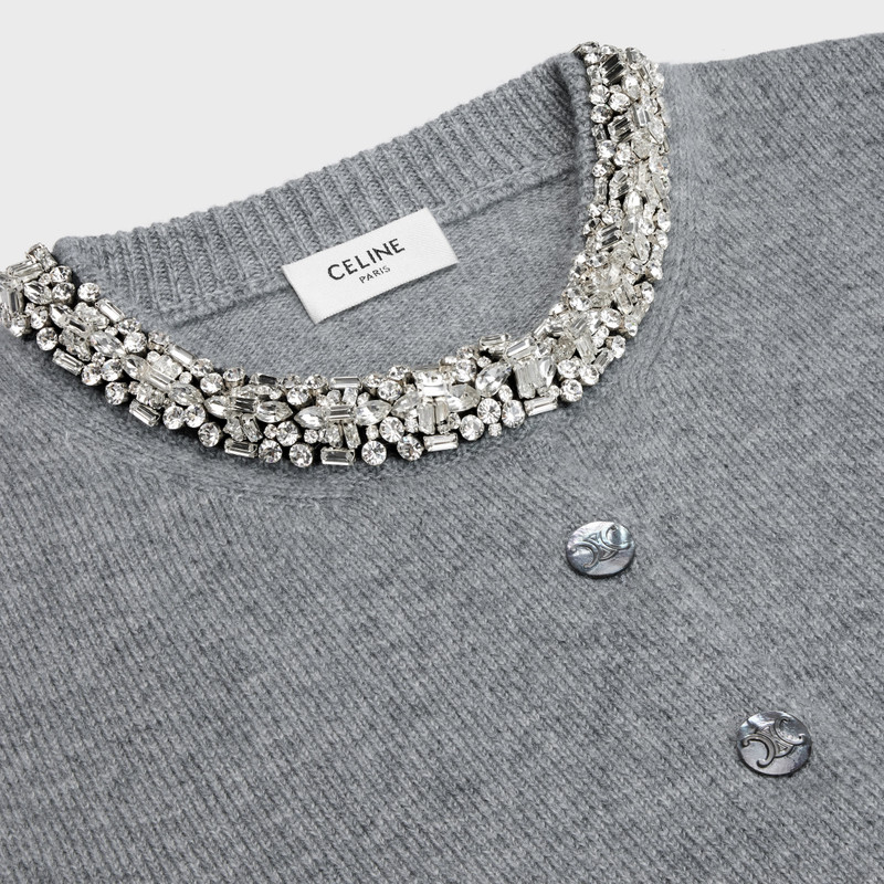 Embroidered cropped cardigan in cashmere 3