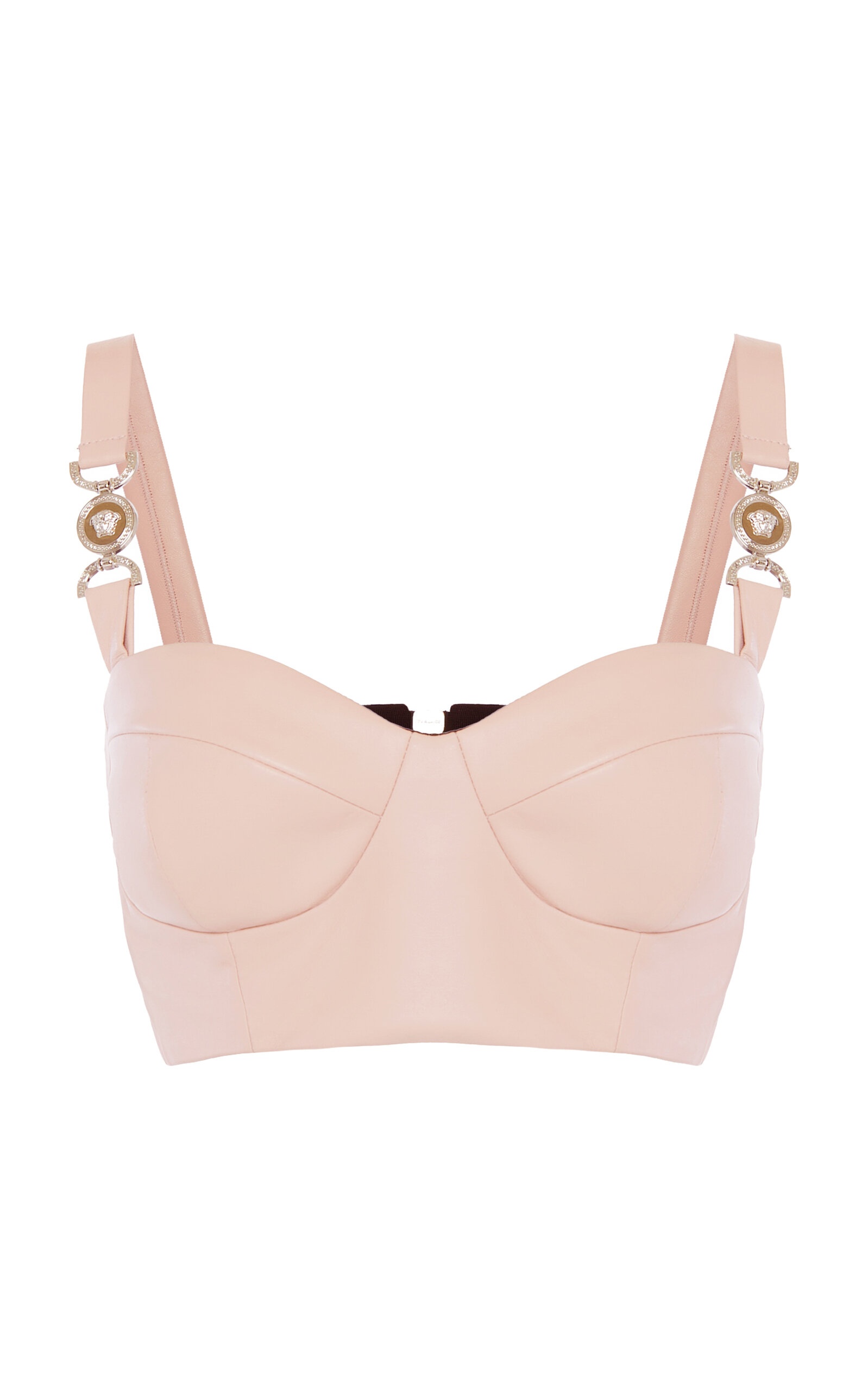 Cropped Leather Bustier Top pink - 1