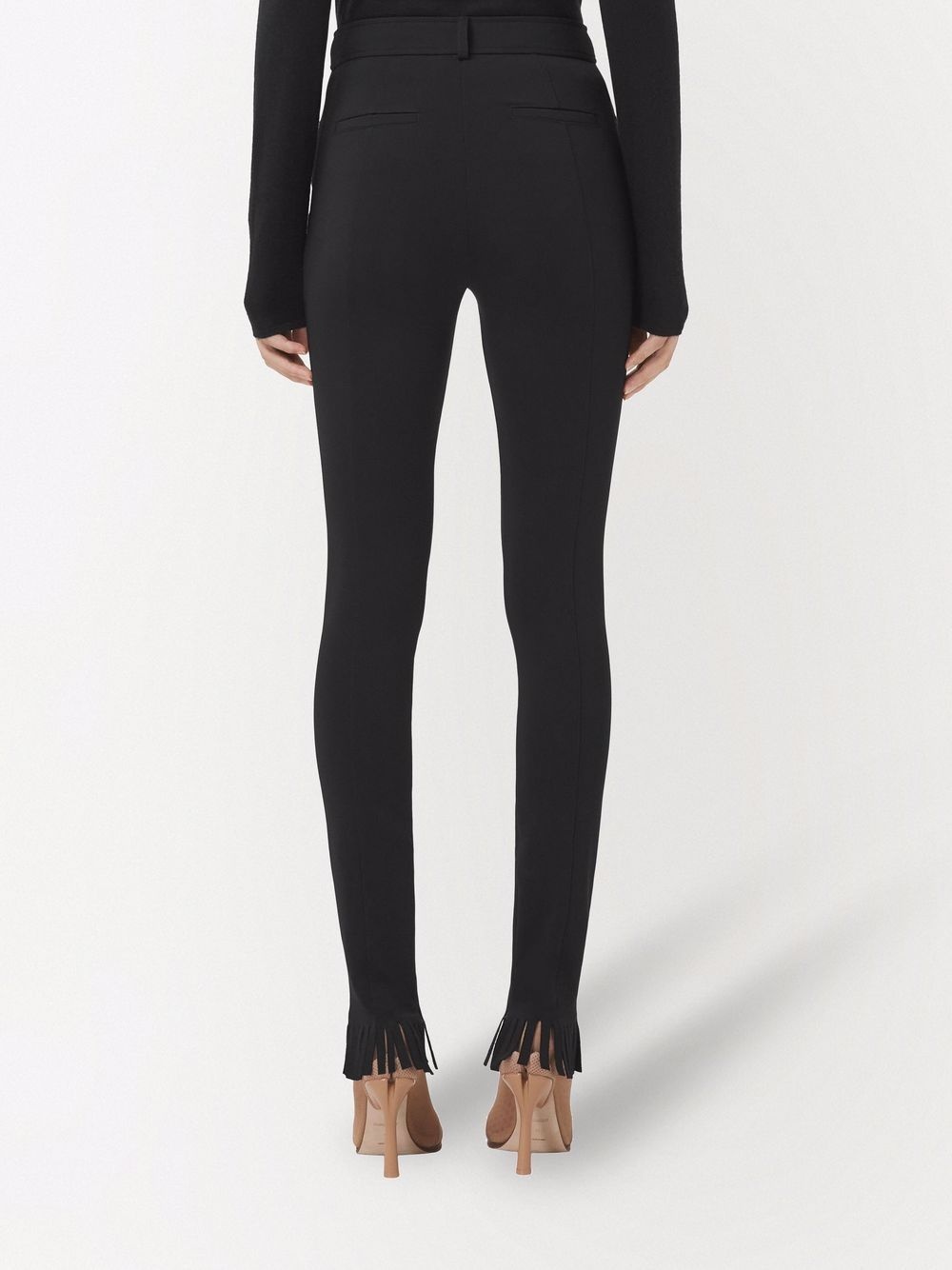 high-waisted fringed-edge leggings - 4