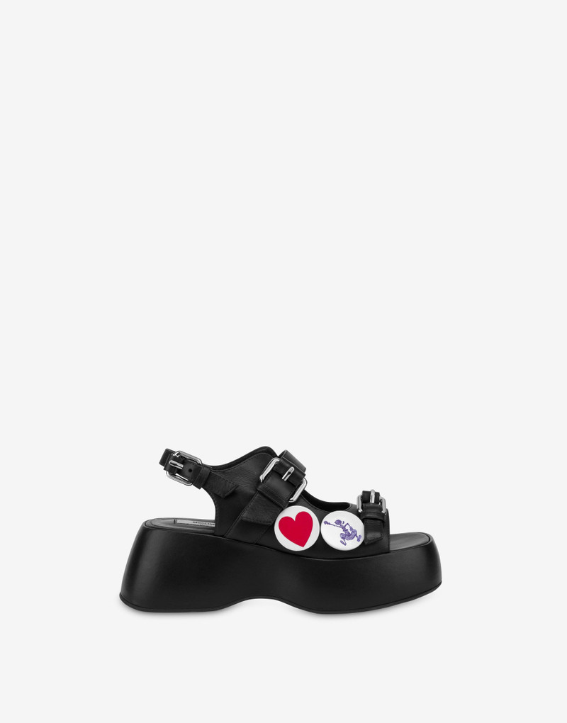PLATFORM SANDALS IN CALFSKIN MOSCHINO PINS 2