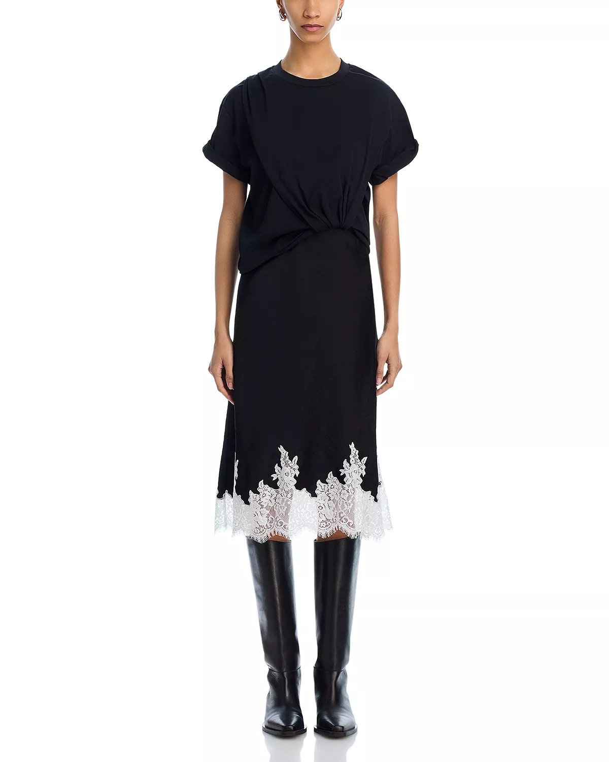 Draped Slip Combo Cotton T-Shirt Dress - 7