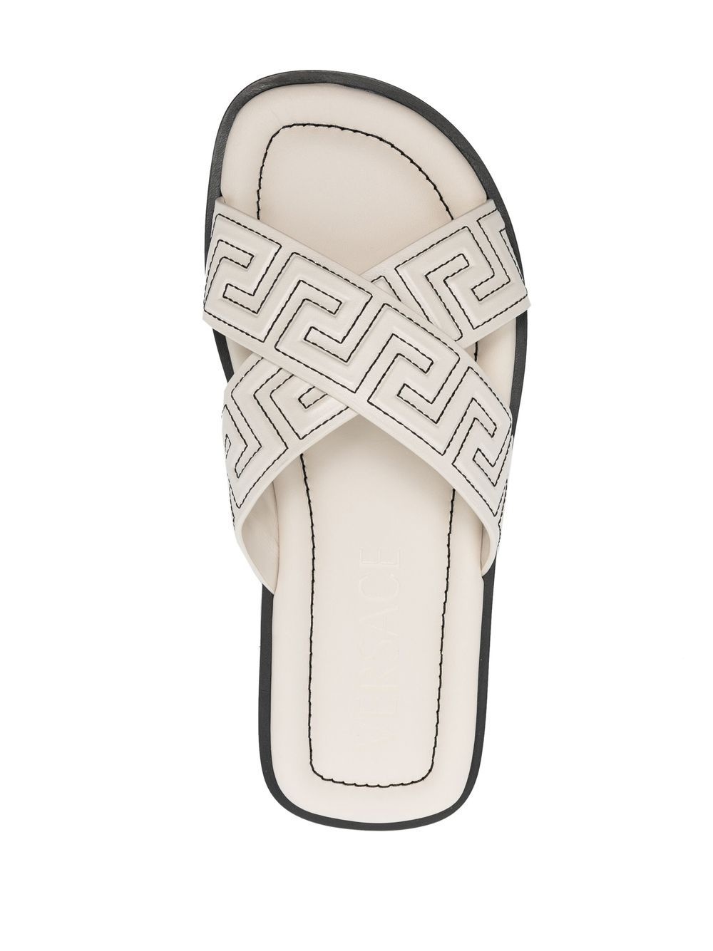 Greca-embossed crossover-strap sandals - 4