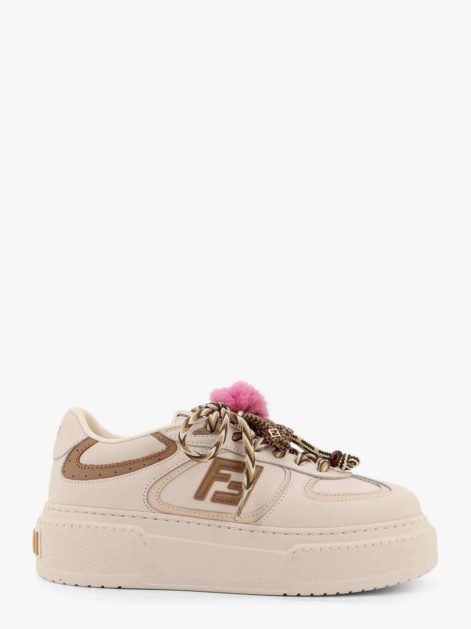 Fendi Match Leather Platform Sneakers White Women - 1