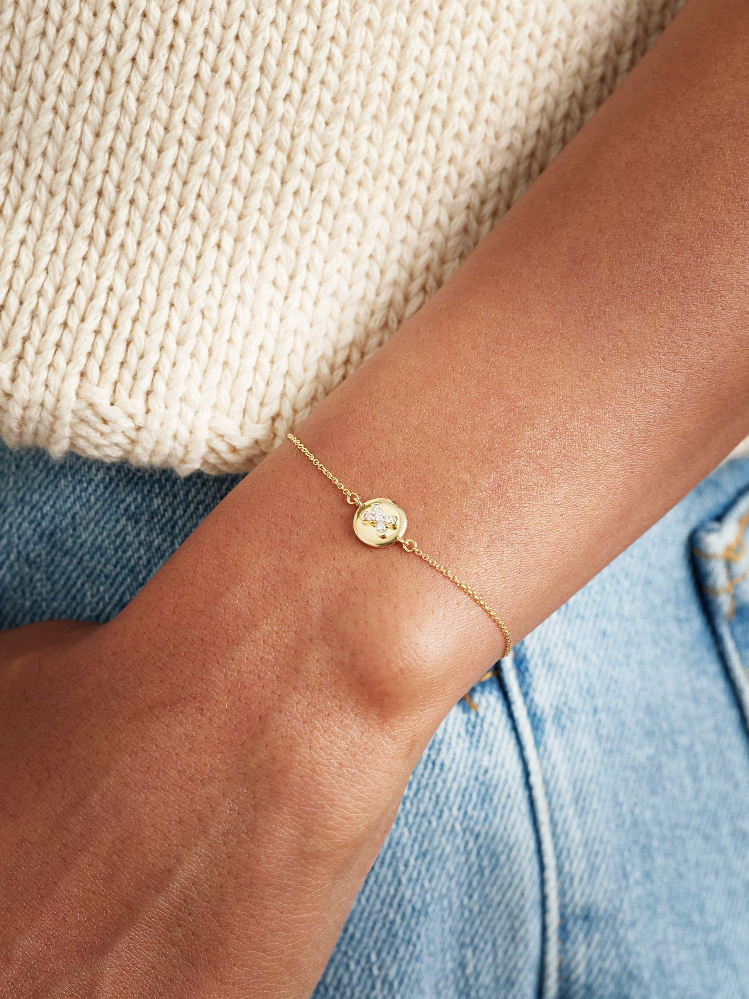 Button 14-karat gold diamond bracelet Gold - 2