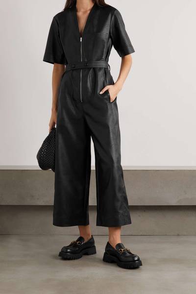 Stella McCartney Cropped belted vegetarian leather jumpsuit outlook