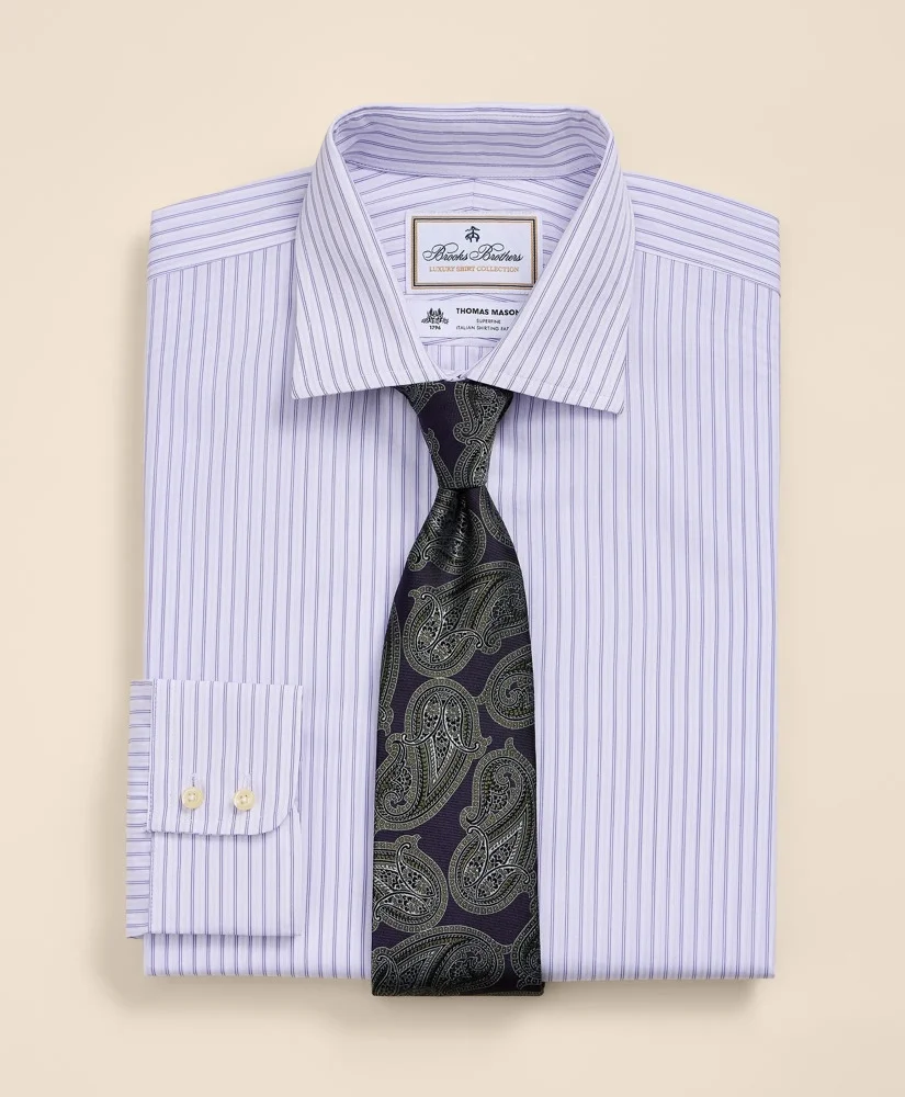 Brooks Brothers X Thomas Mason® Cotton English Spread Collar, Striped Dress Shirt - 1