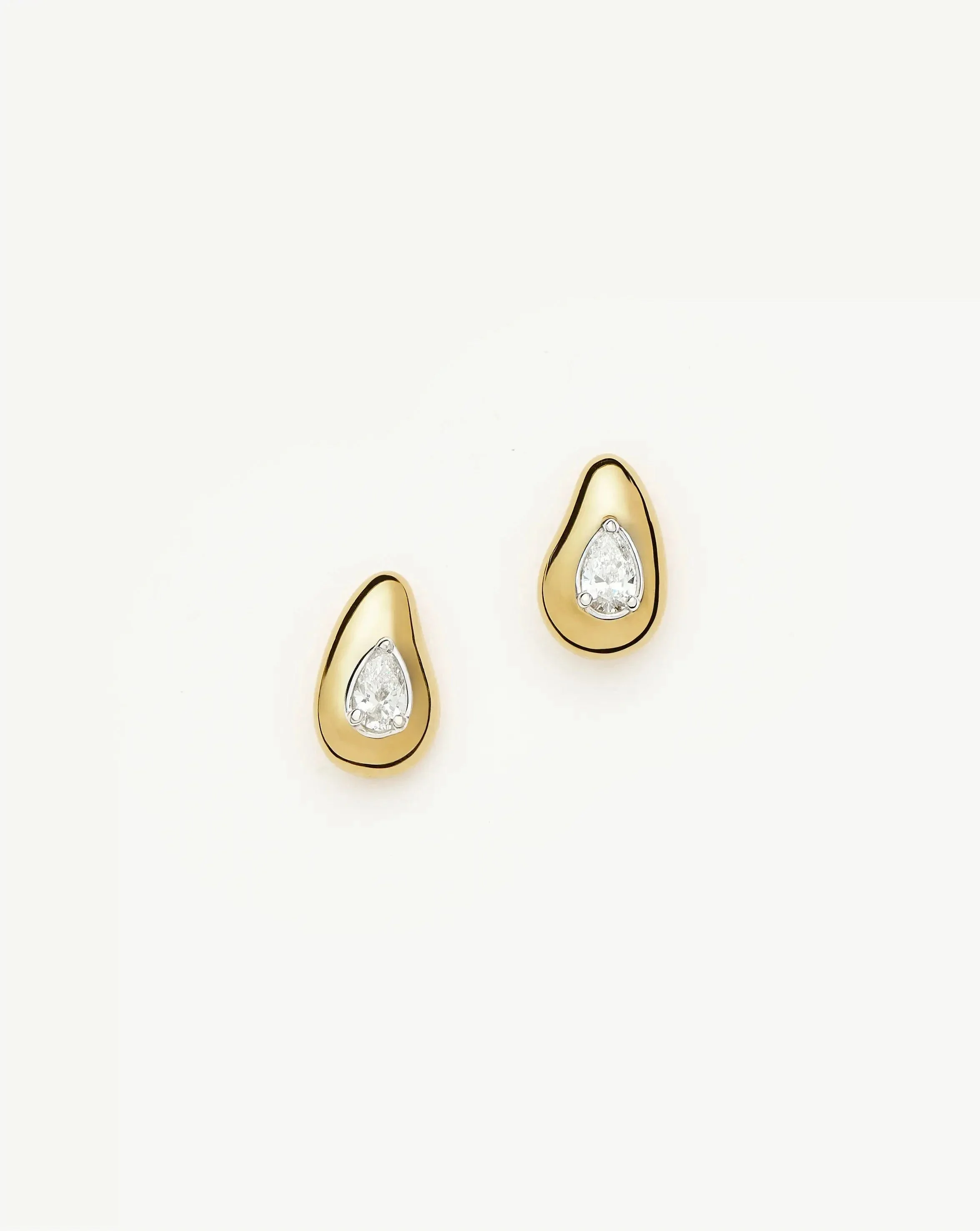 Molten Teardrop Diamond Stud Earrings - 1