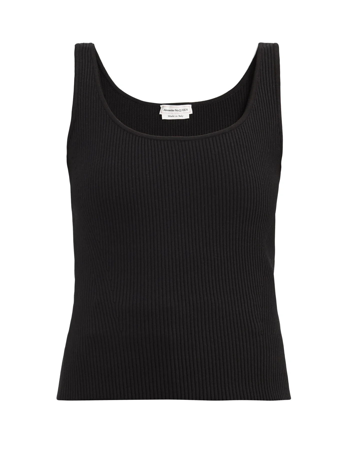 Round-neck ribbed-knit tank top - 1