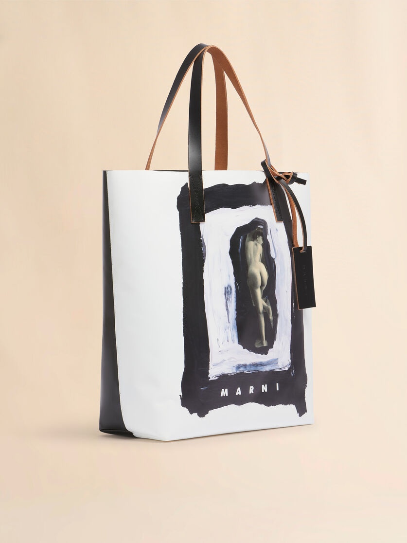 WHITE AND BLACK TRIBECA TOTE WITH NAKED FIGURE PRINT - 6
