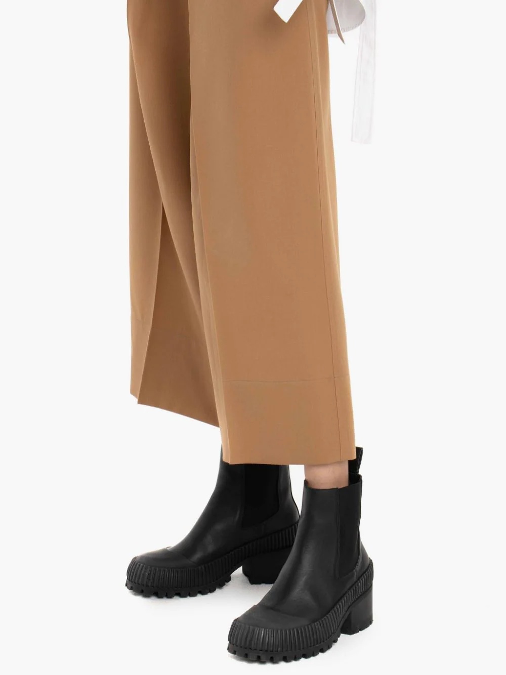 PLEAT FRONT WIDE LEG CROPPED TROUSERS - 5