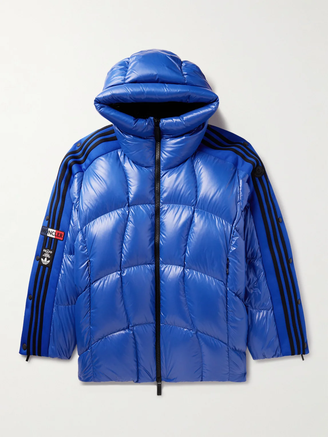 adidas Originals Beiser Tech Jersey-Trimmed Quilted Glossed-Shell Hooded Down Jacket - 1