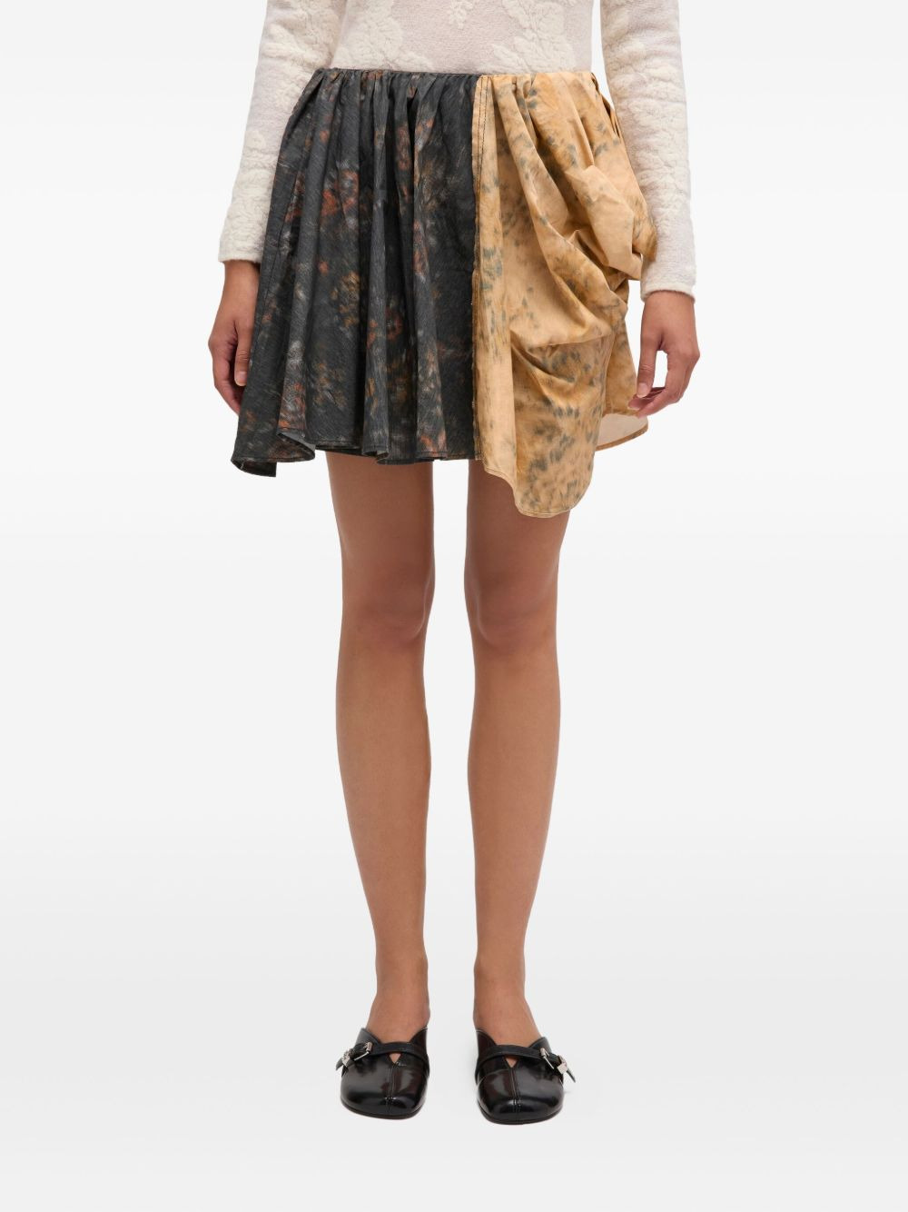 printed draped mini skirt - 3
